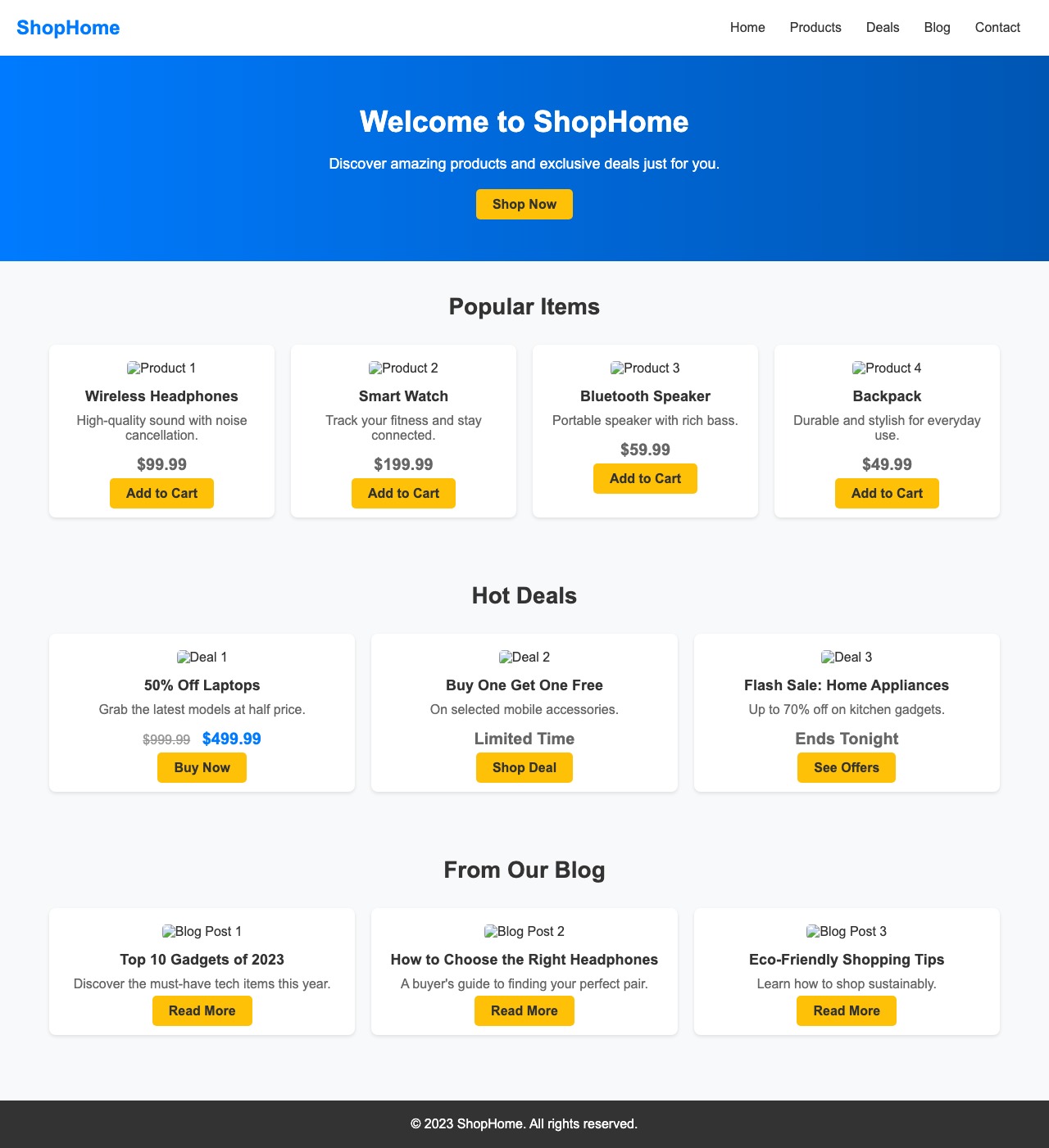 Screenshot sample 29 for shopping-home-page / DeepSeek V3.1