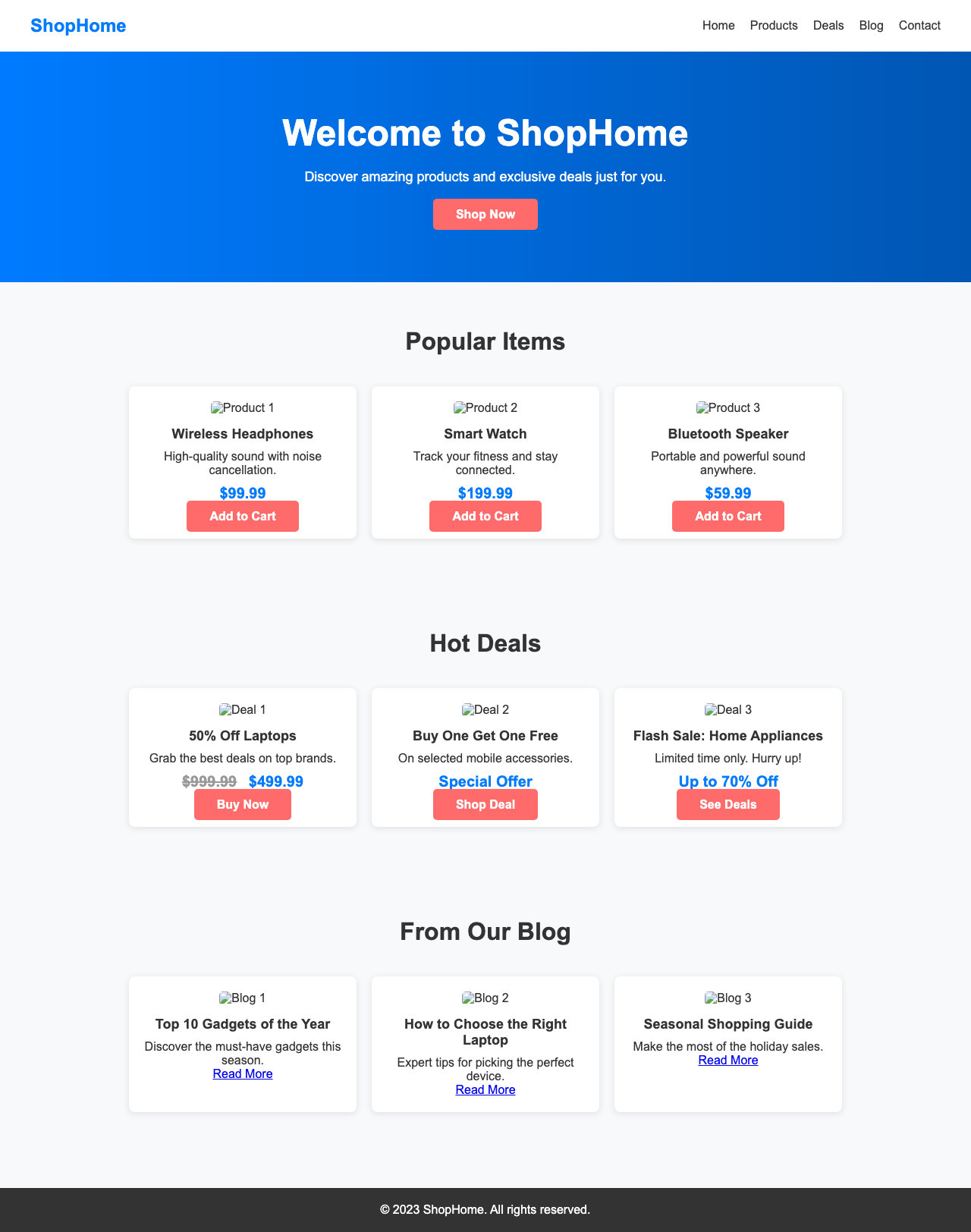 Screenshot sample 3 for shopping-home-page / DeepSeek V3.1
