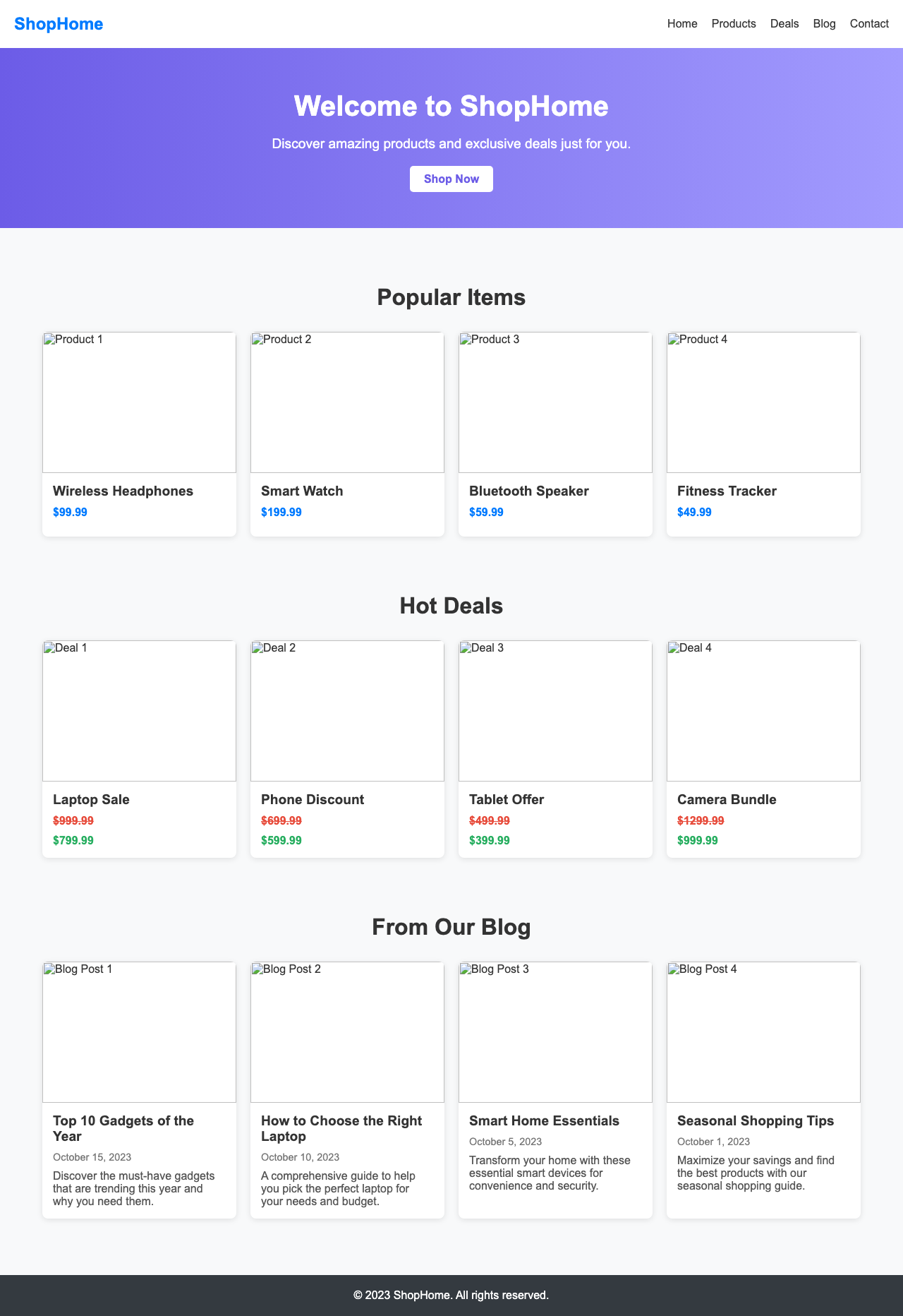 Screenshot sample 30 for shopping-home-page / DeepSeek V3.1