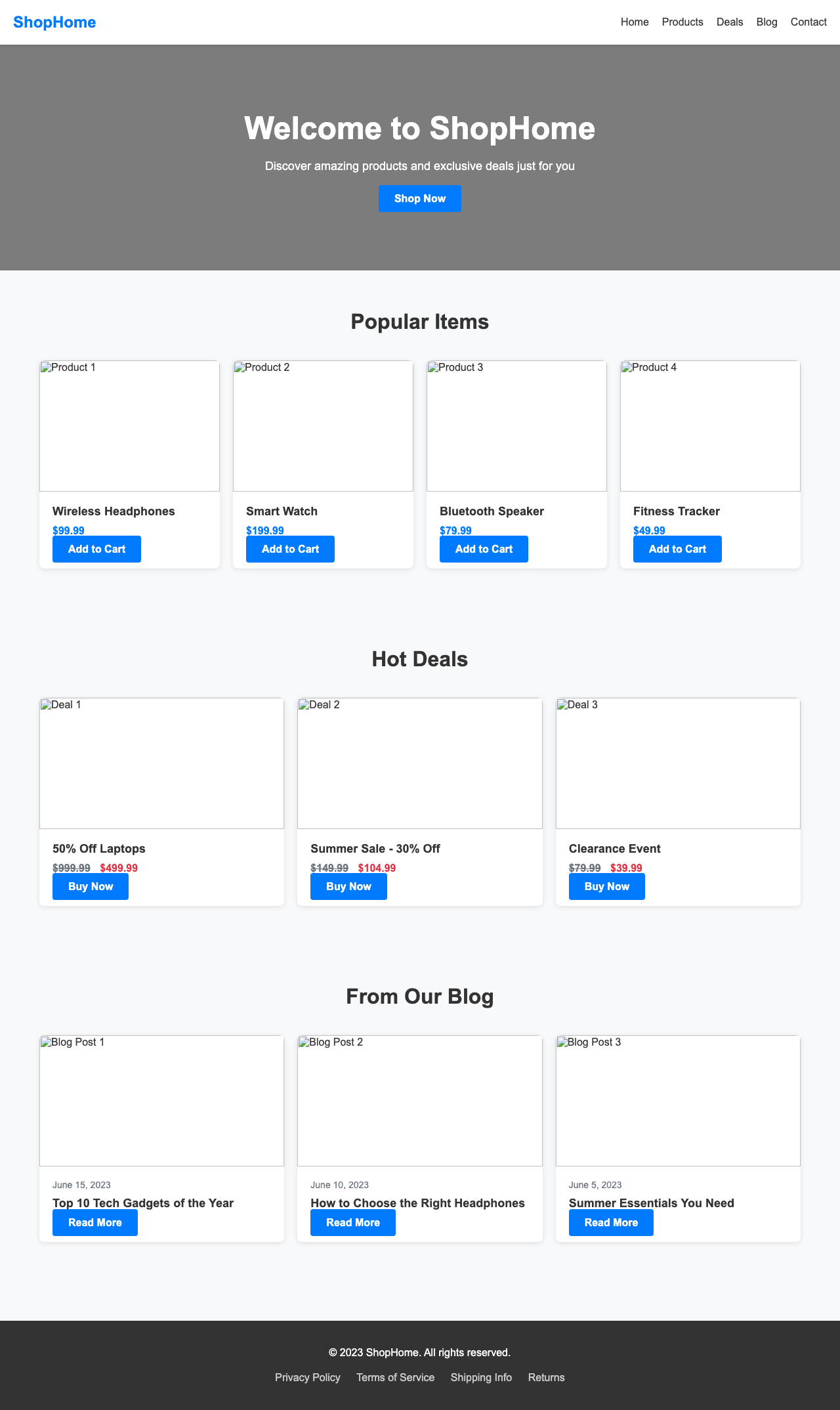 Screenshot sample 32 for shopping-home-page / DeepSeek V3.1