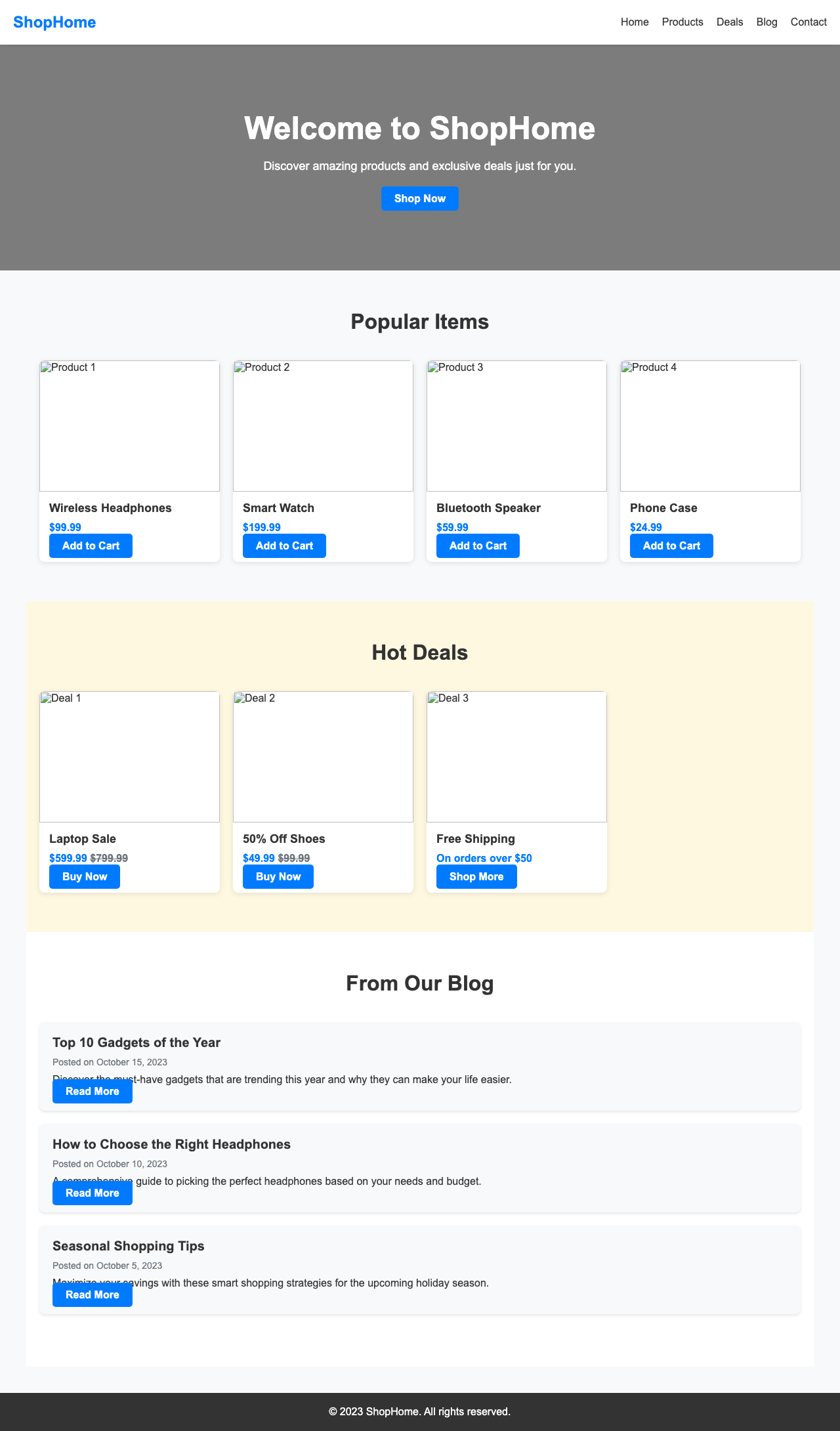 Screenshot sample 36 for shopping-home-page / DeepSeek V3.1