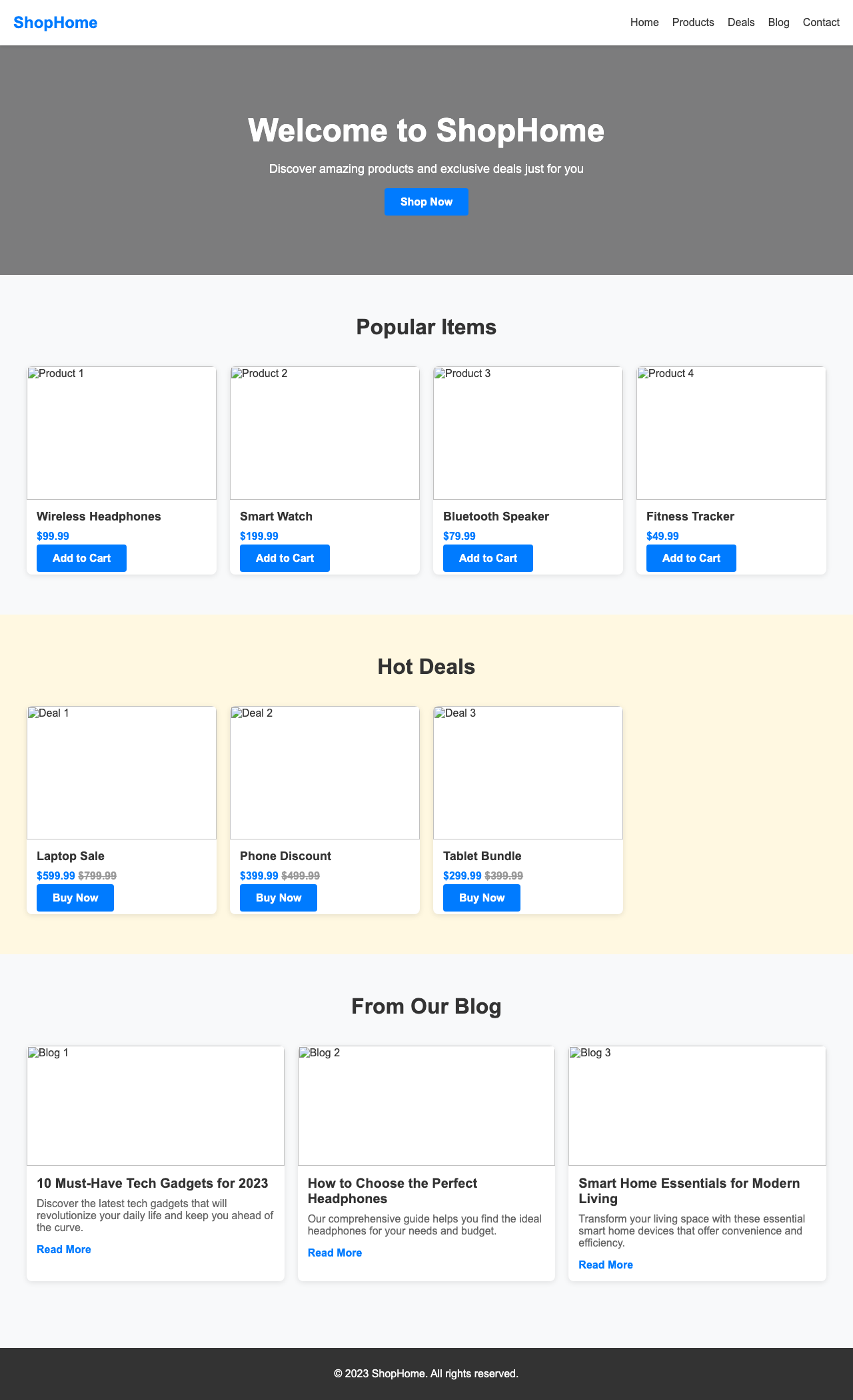 Screenshot sample 37 for shopping-home-page / DeepSeek V3.1