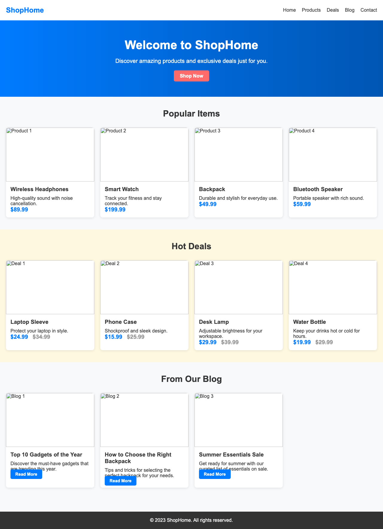 Screenshot sample 38 for shopping-home-page / DeepSeek V3.1