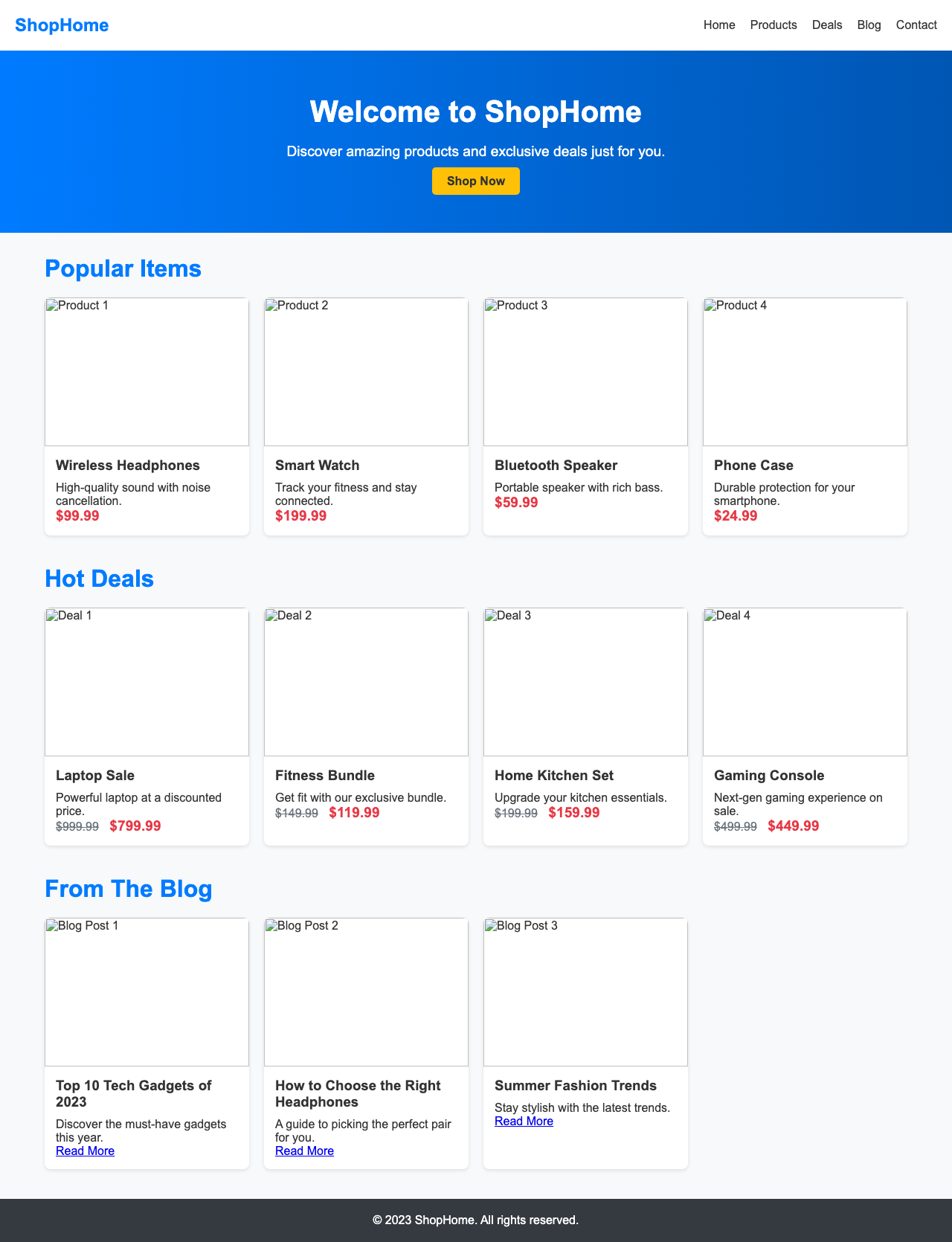 Screenshot sample 39 for shopping-home-page / DeepSeek V3.1