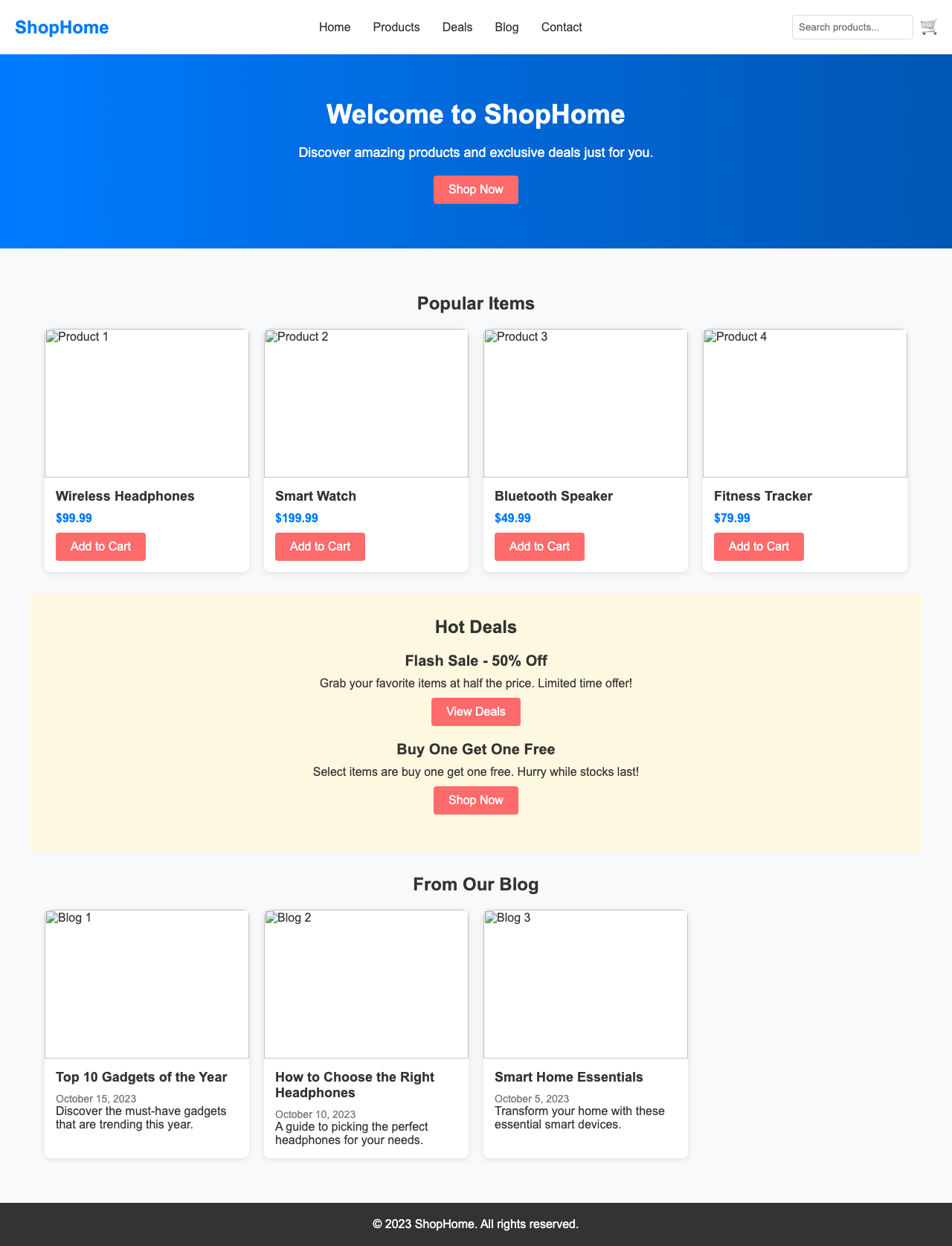 Screenshot sample 4 for shopping-home-page / DeepSeek V3.1