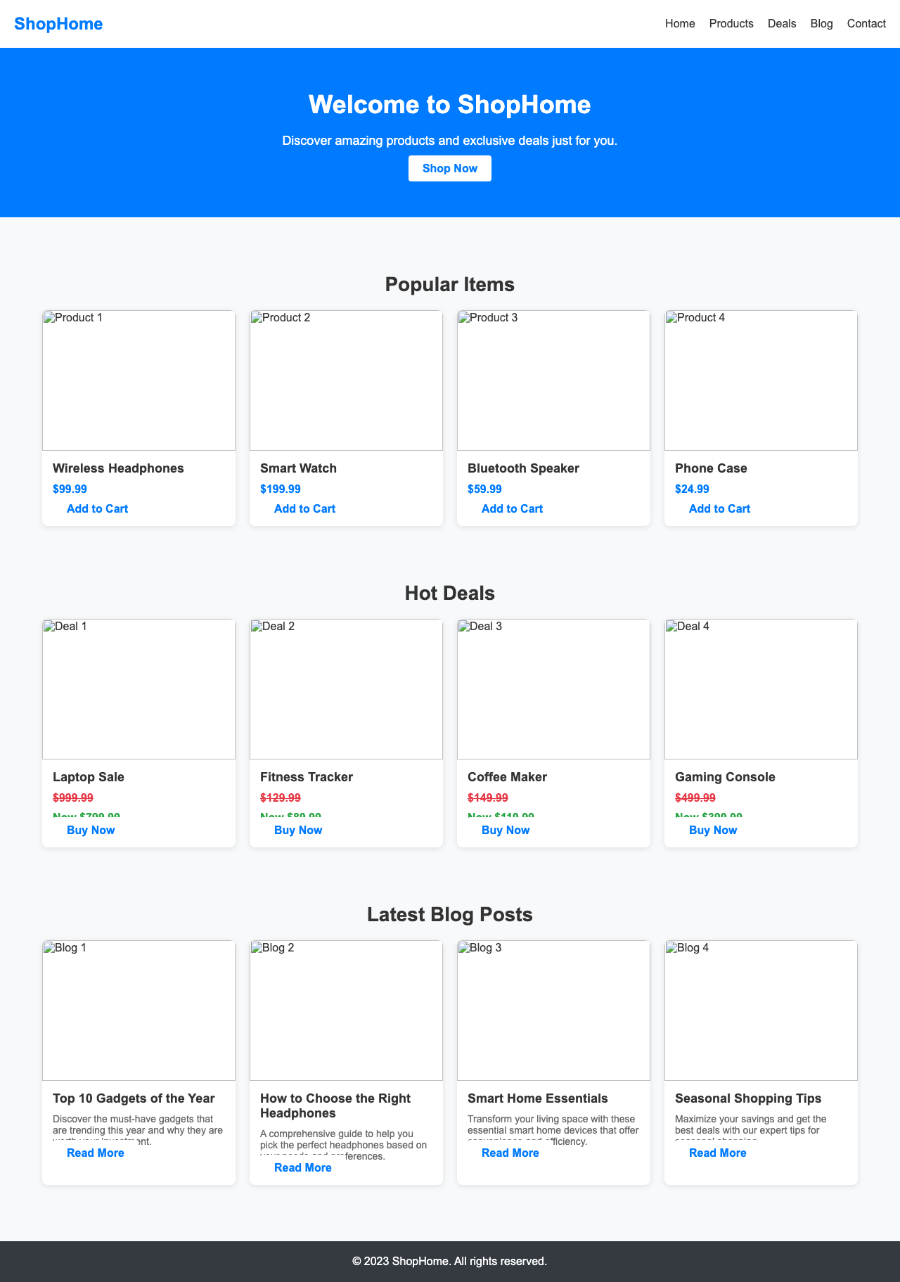 Screenshot sample 40 for shopping-home-page / DeepSeek V3.1