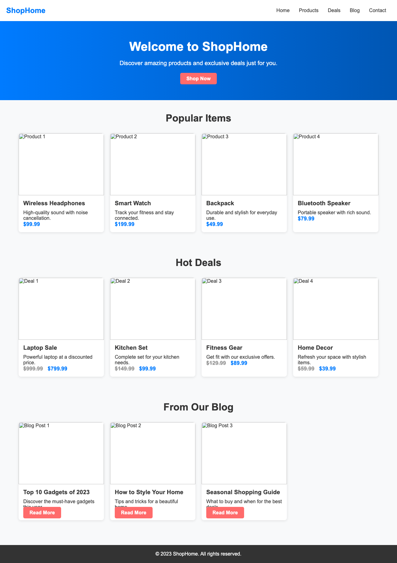 Screenshot sample 41 for shopping-home-page / DeepSeek V3.1