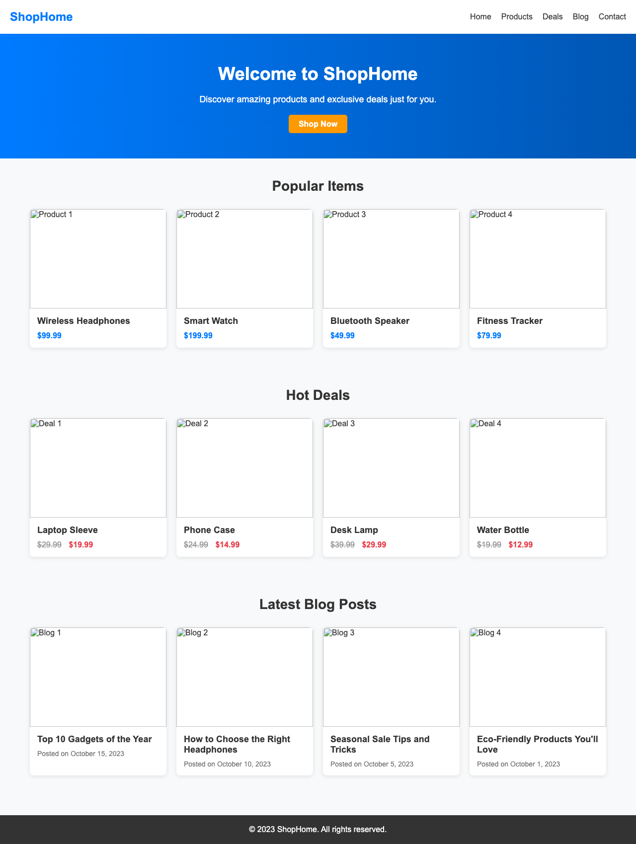 Screenshot sample 42 for shopping-home-page / DeepSeek V3.1