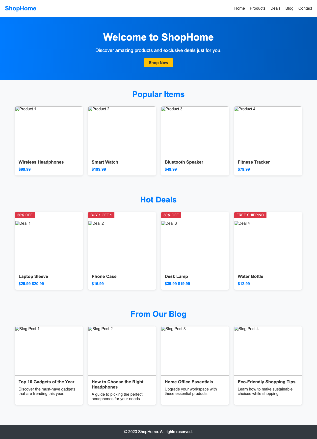 Screenshot sample 43 for shopping-home-page / DeepSeek V3.1