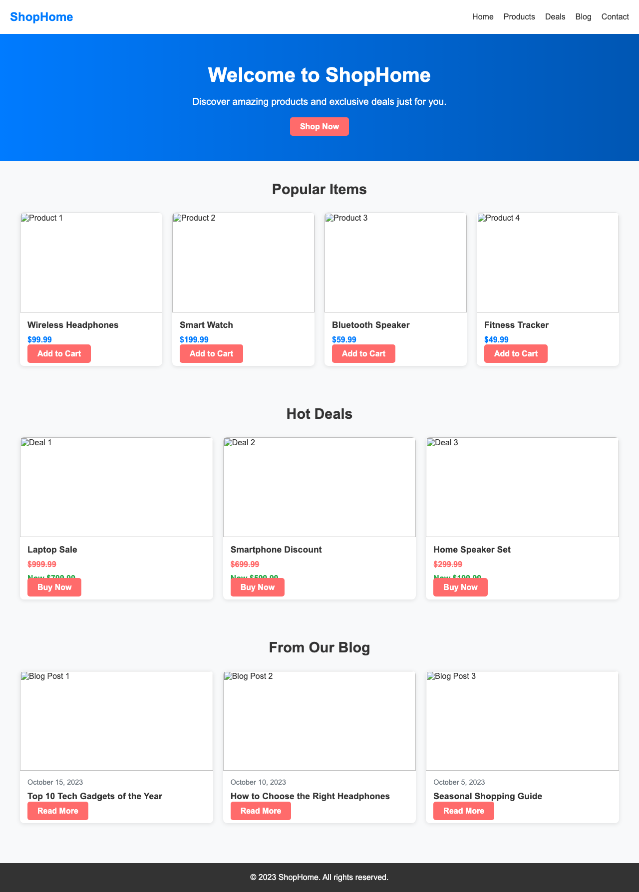 Screenshot sample 45 for shopping-home-page / DeepSeek V3.1