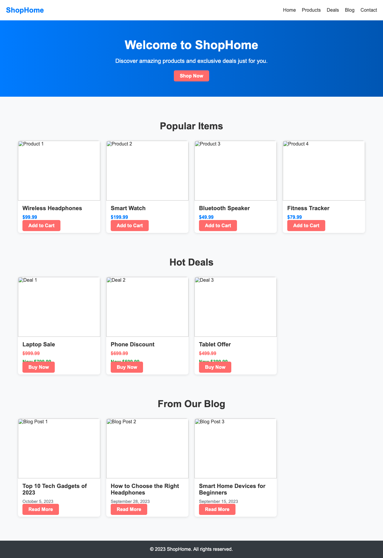 Screenshot sample 46 for shopping-home-page / DeepSeek V3.1