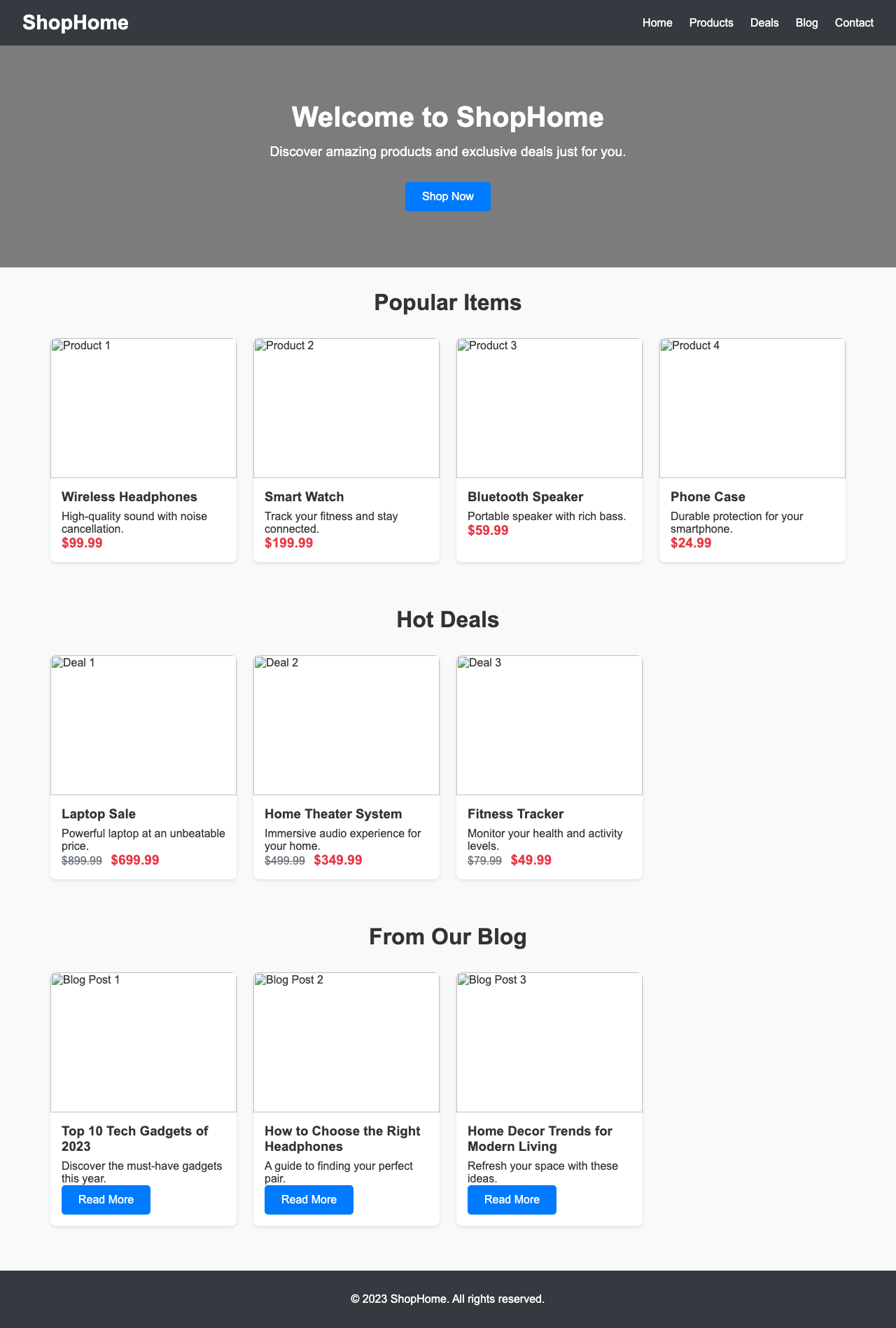 Screenshot sample 49 for shopping-home-page / DeepSeek V3.1