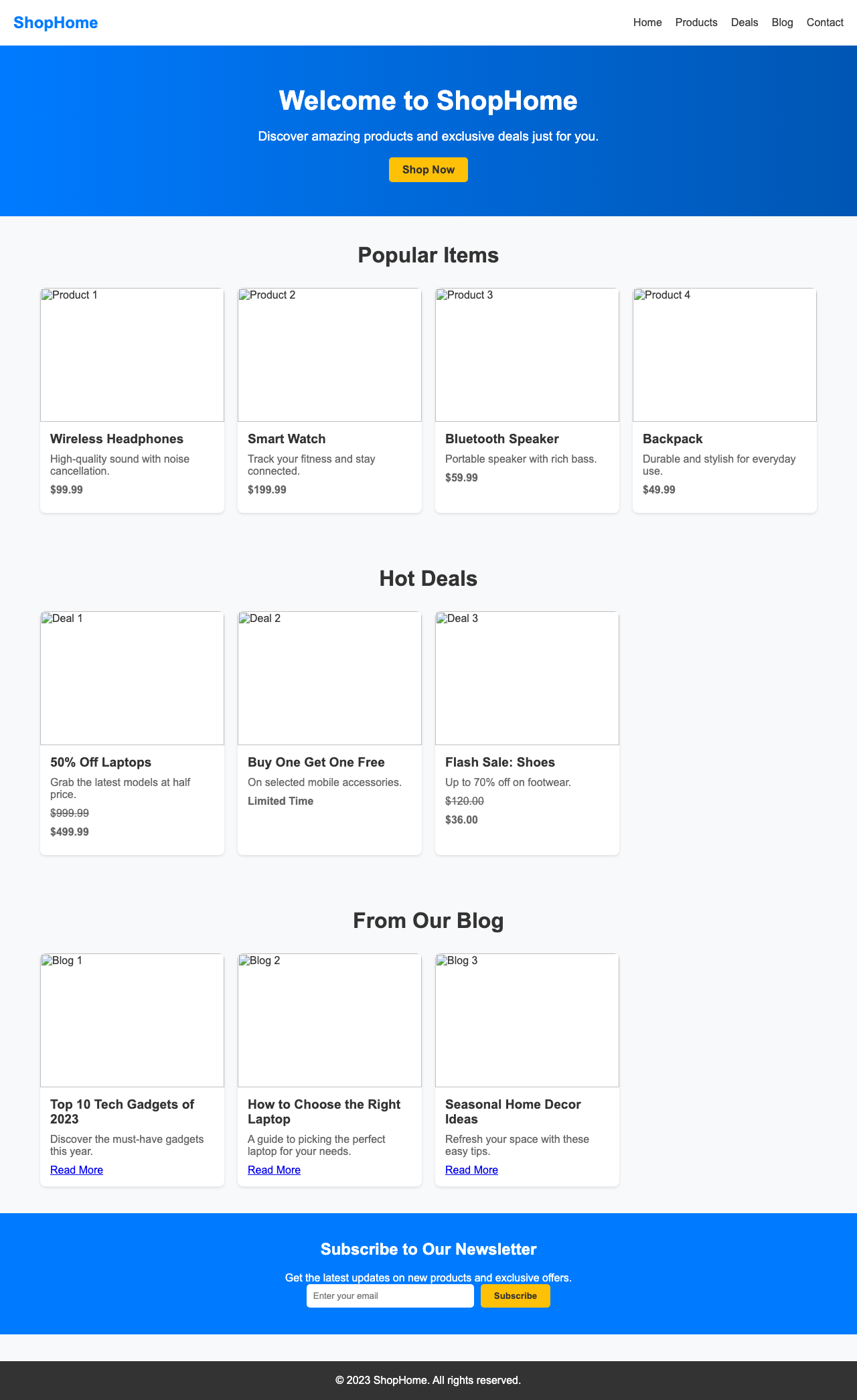 Screenshot sample 5 for shopping-home-page / DeepSeek V3.1