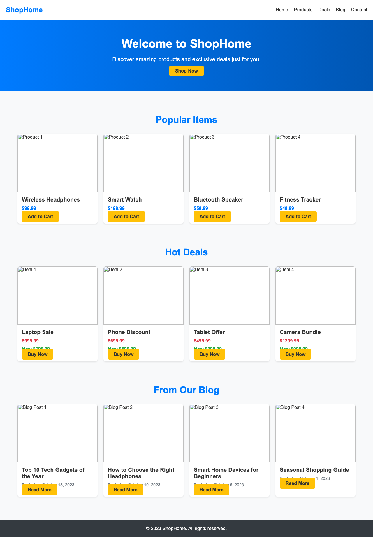 Screenshot sample 50 for shopping-home-page / DeepSeek V3.1