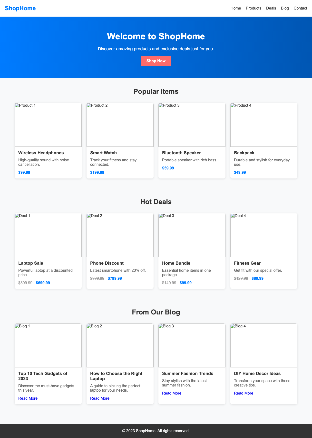 Screenshot sample 53 for shopping-home-page / DeepSeek V3.1
