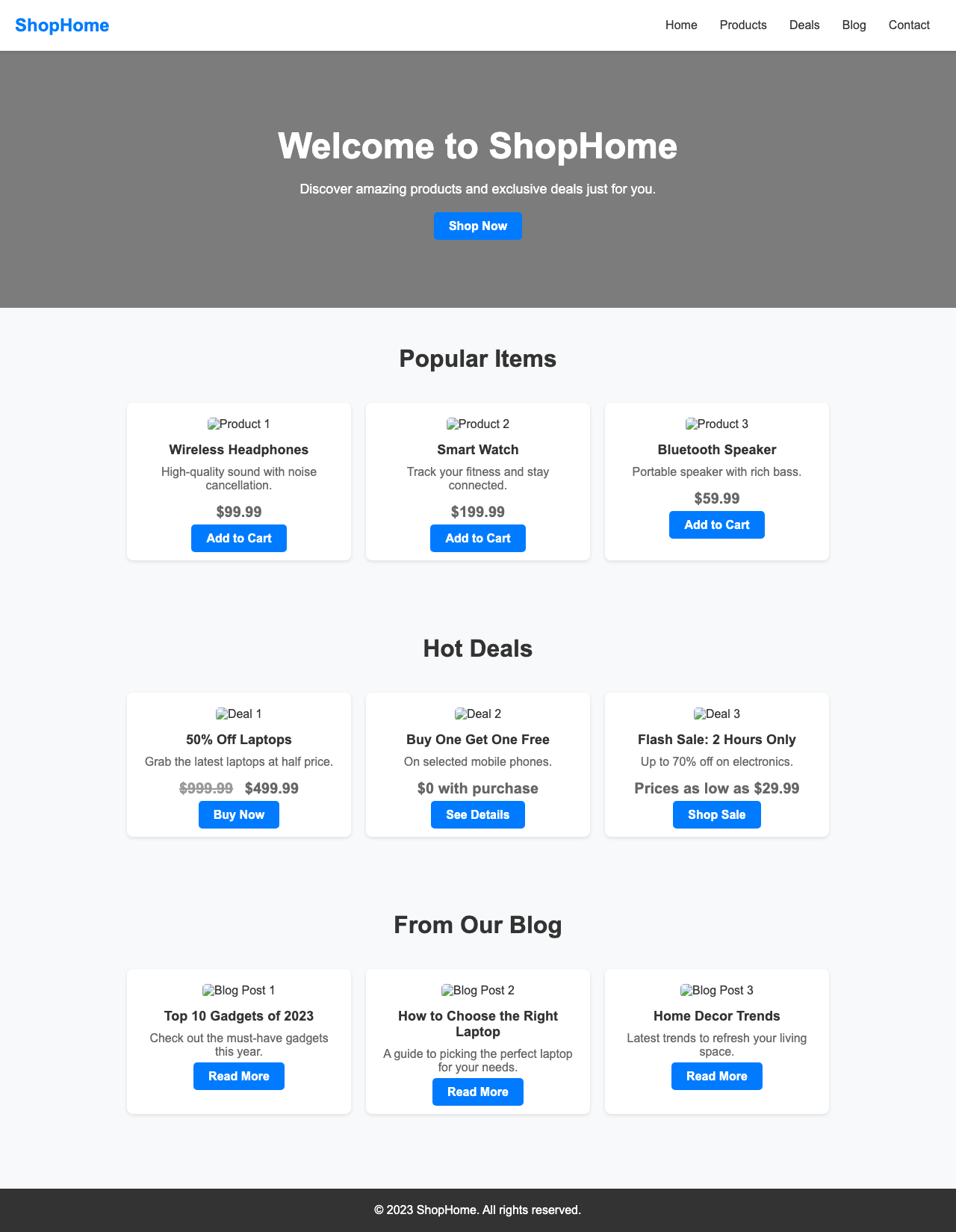 Screenshot sample 54 for shopping-home-page / DeepSeek V3.1