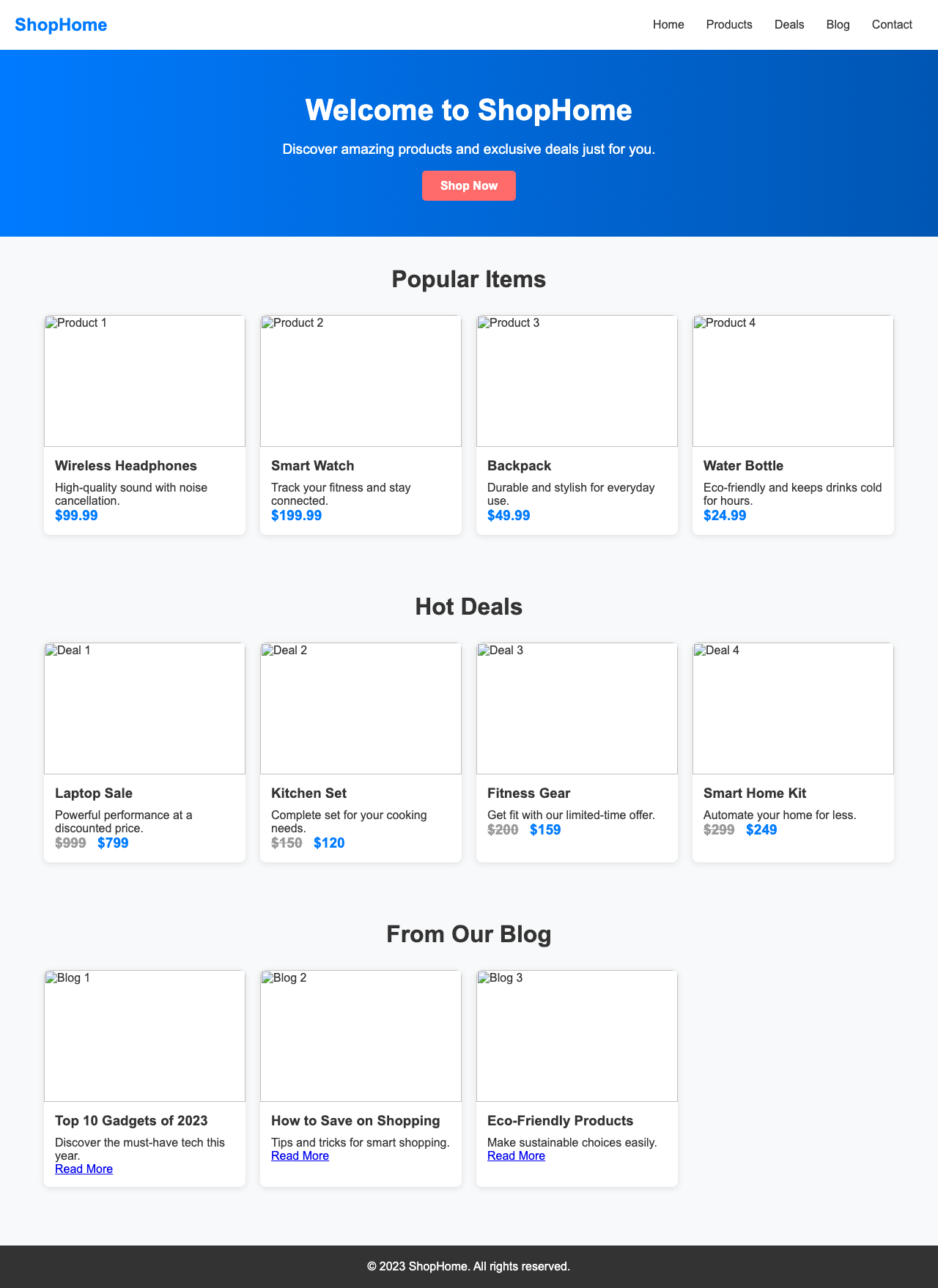 Screenshot sample 55 for shopping-home-page / DeepSeek V3.1