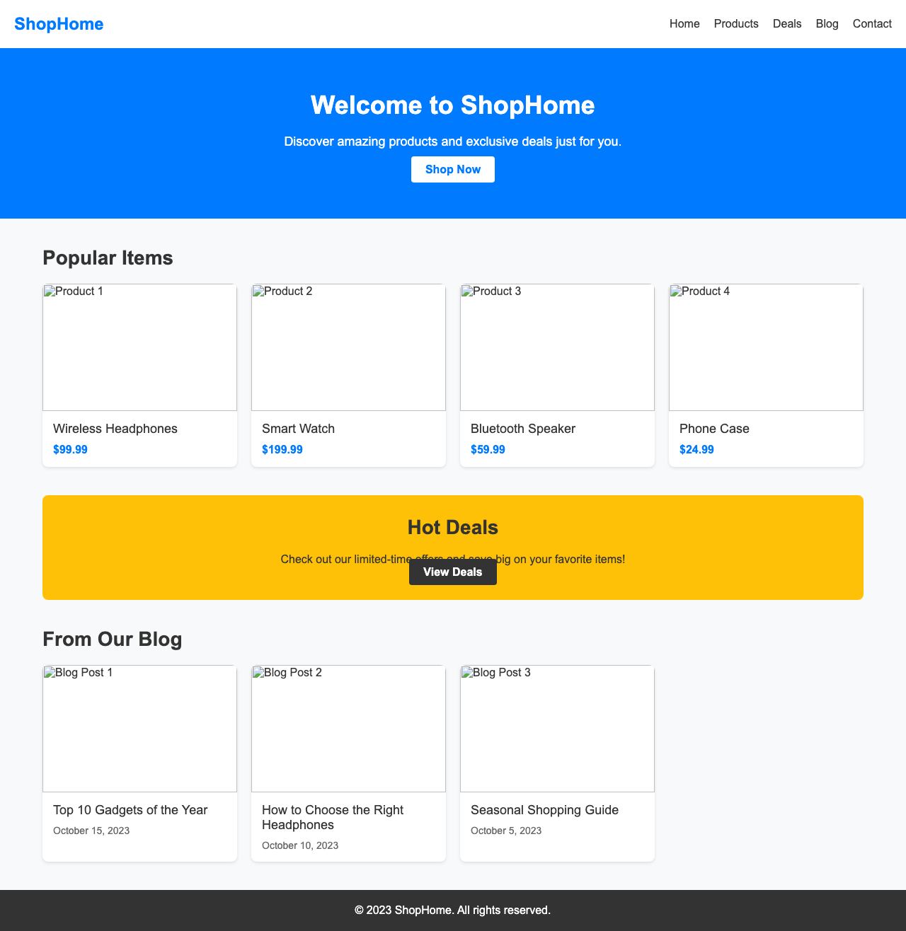 Screenshot sample 56 for shopping-home-page / DeepSeek V3.1