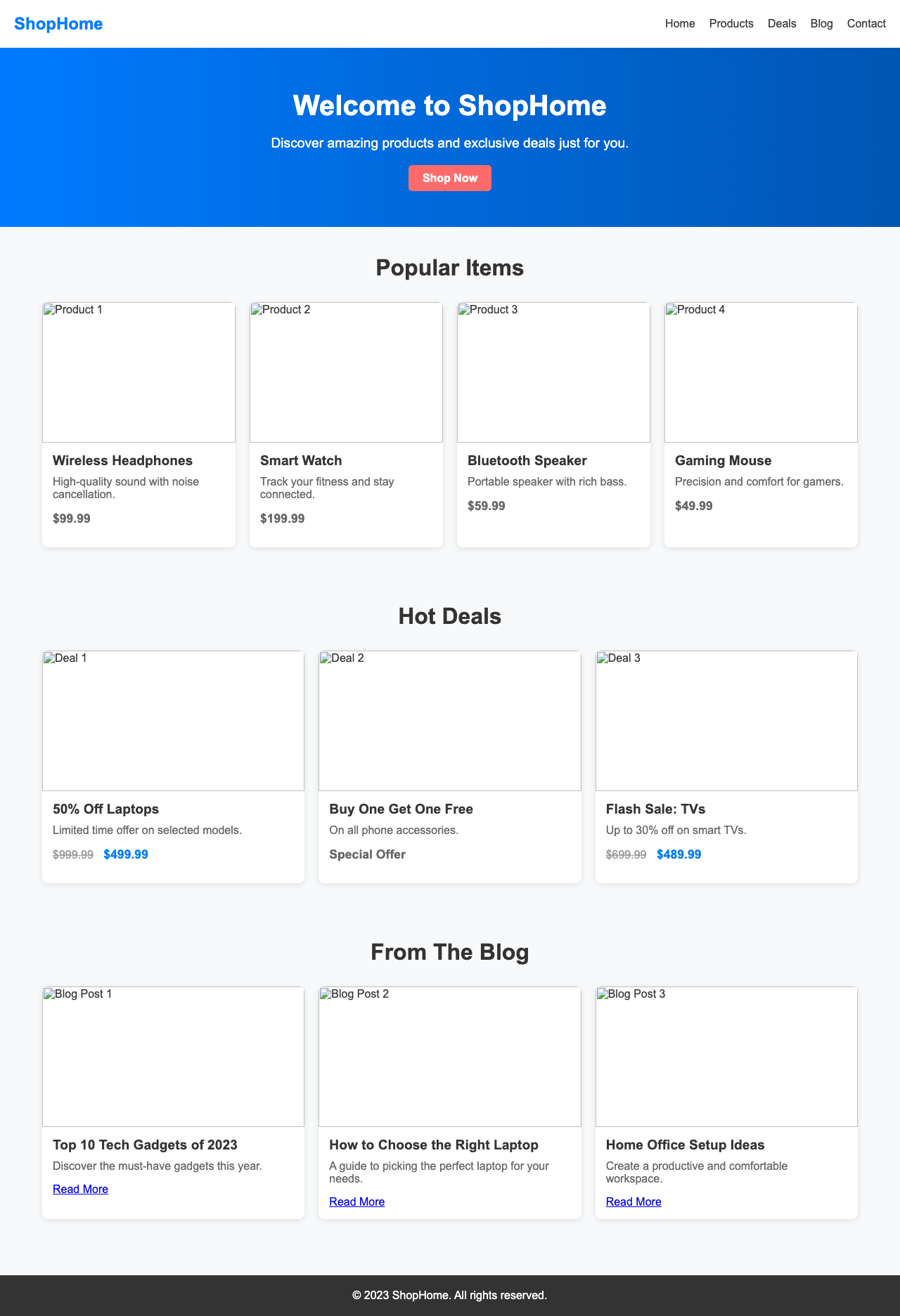 Screenshot sample 57 for shopping-home-page / DeepSeek V3.1