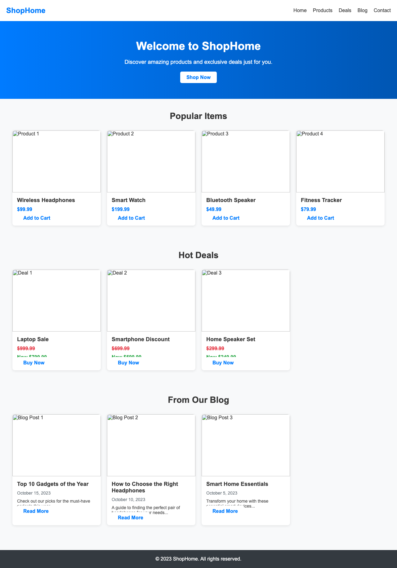 Screenshot sample 58 for shopping-home-page / DeepSeek V3.1
