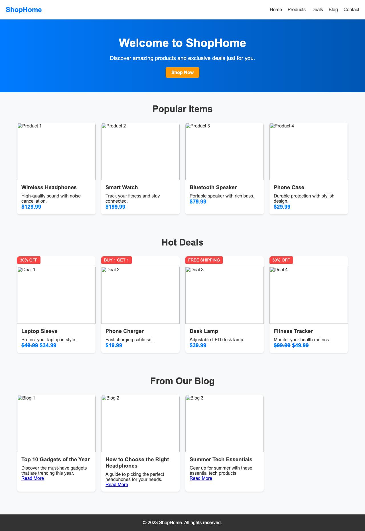 Screenshot sample 59 for shopping-home-page / DeepSeek V3.1