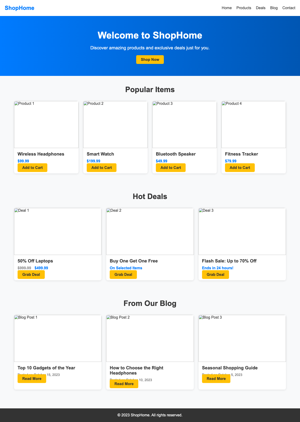 Screenshot sample 60 for shopping-home-page / DeepSeek V3.1