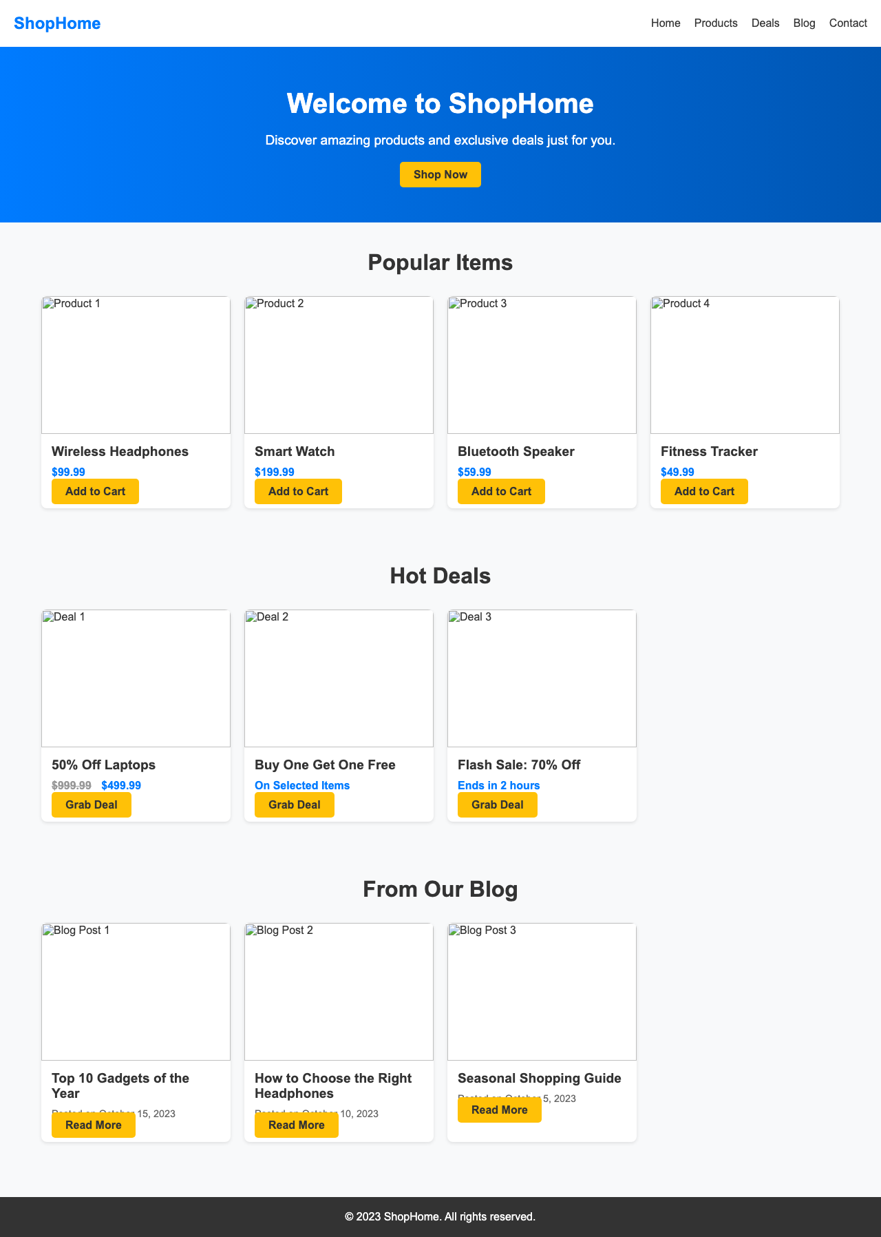 Screenshot sample 61 for shopping-home-page / DeepSeek V3.1