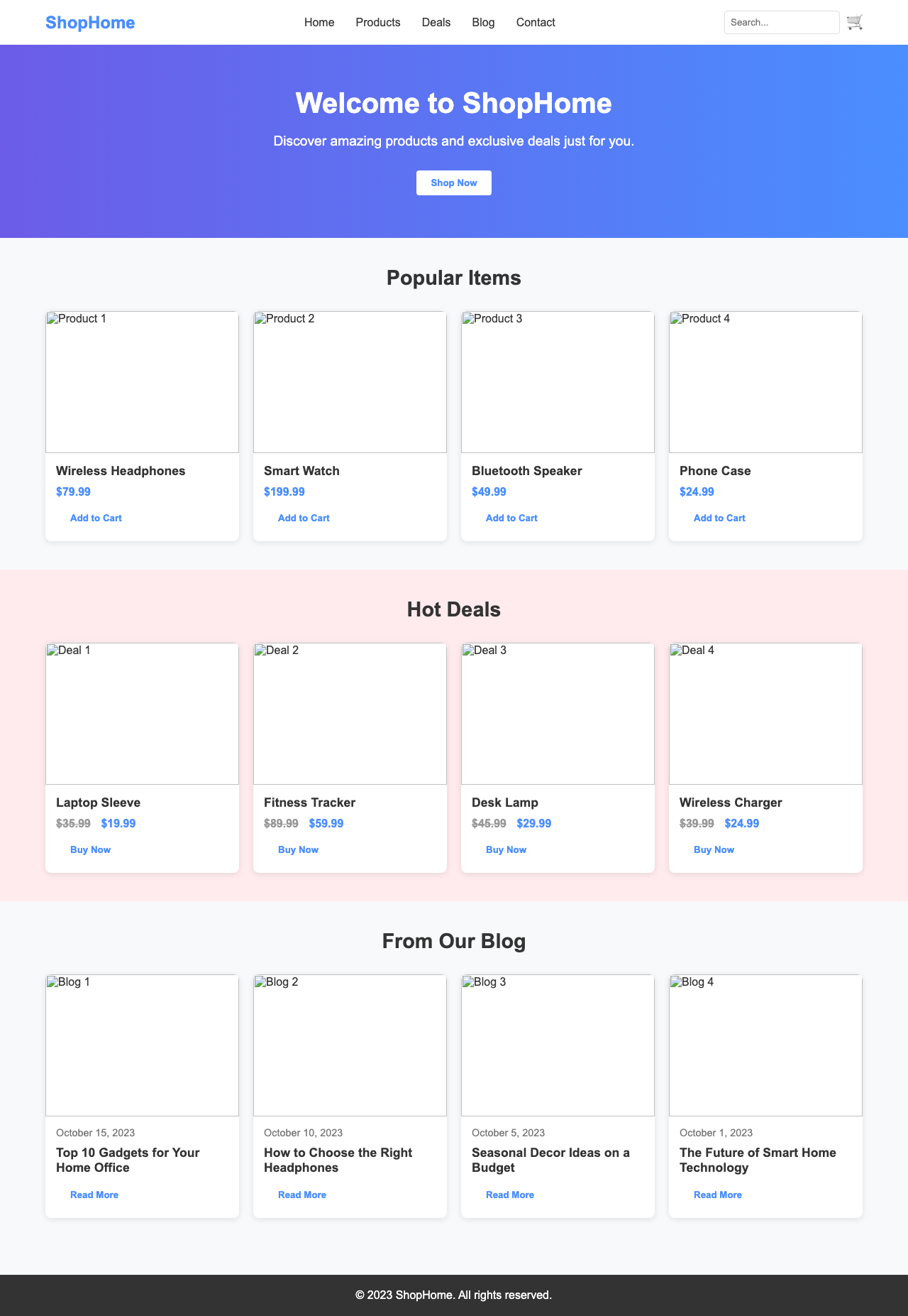 Screenshot sample 62 for shopping-home-page / DeepSeek V3.1