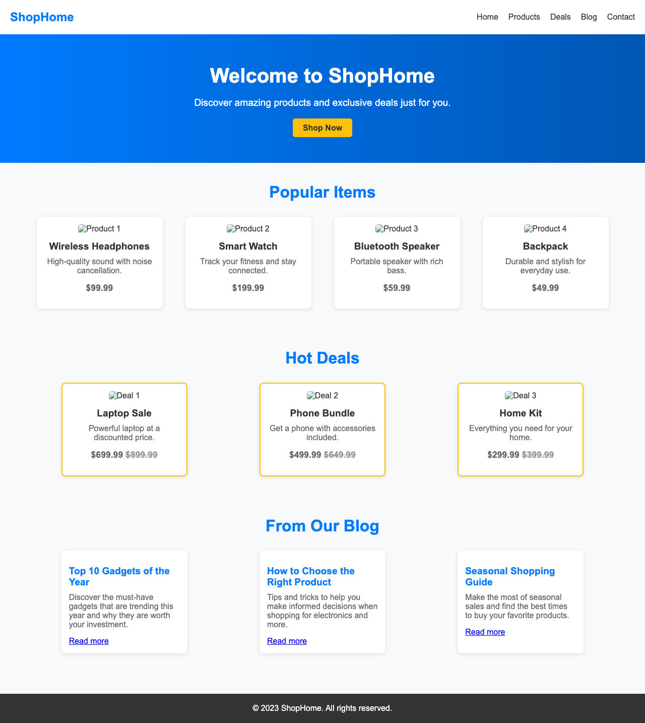 Screenshot sample 63 for shopping-home-page / DeepSeek V3.1