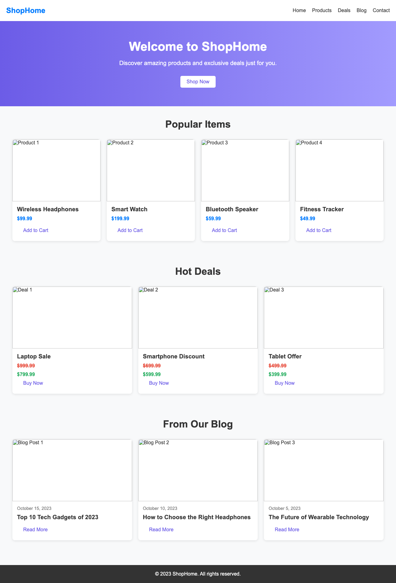 Screenshot sample 66 for shopping-home-page / DeepSeek V3.1