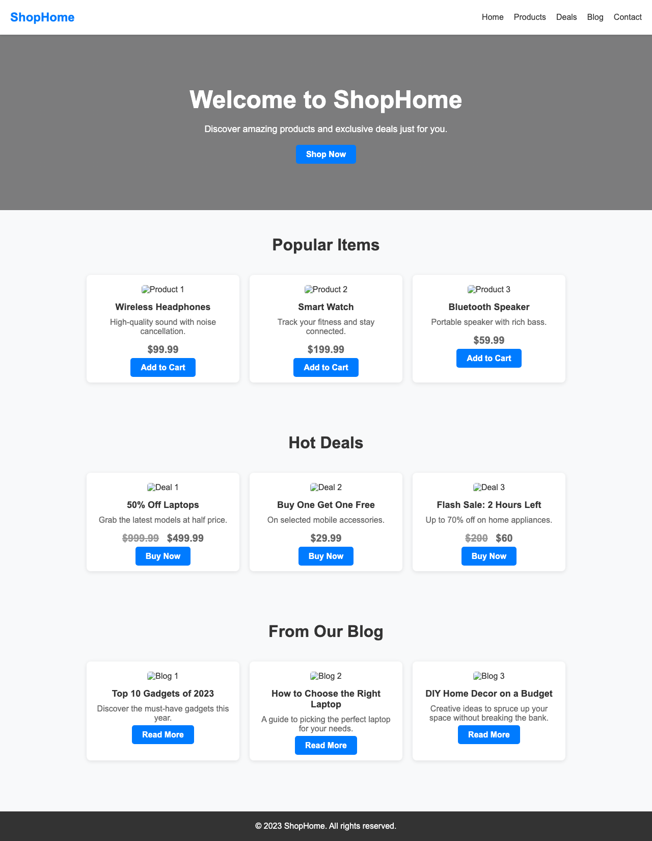 Screenshot sample 67 for shopping-home-page / DeepSeek V3.1