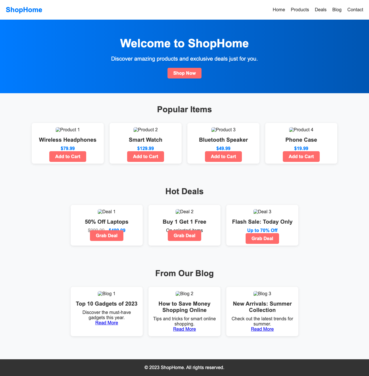 Screenshot sample 68 for shopping-home-page / DeepSeek V3.1