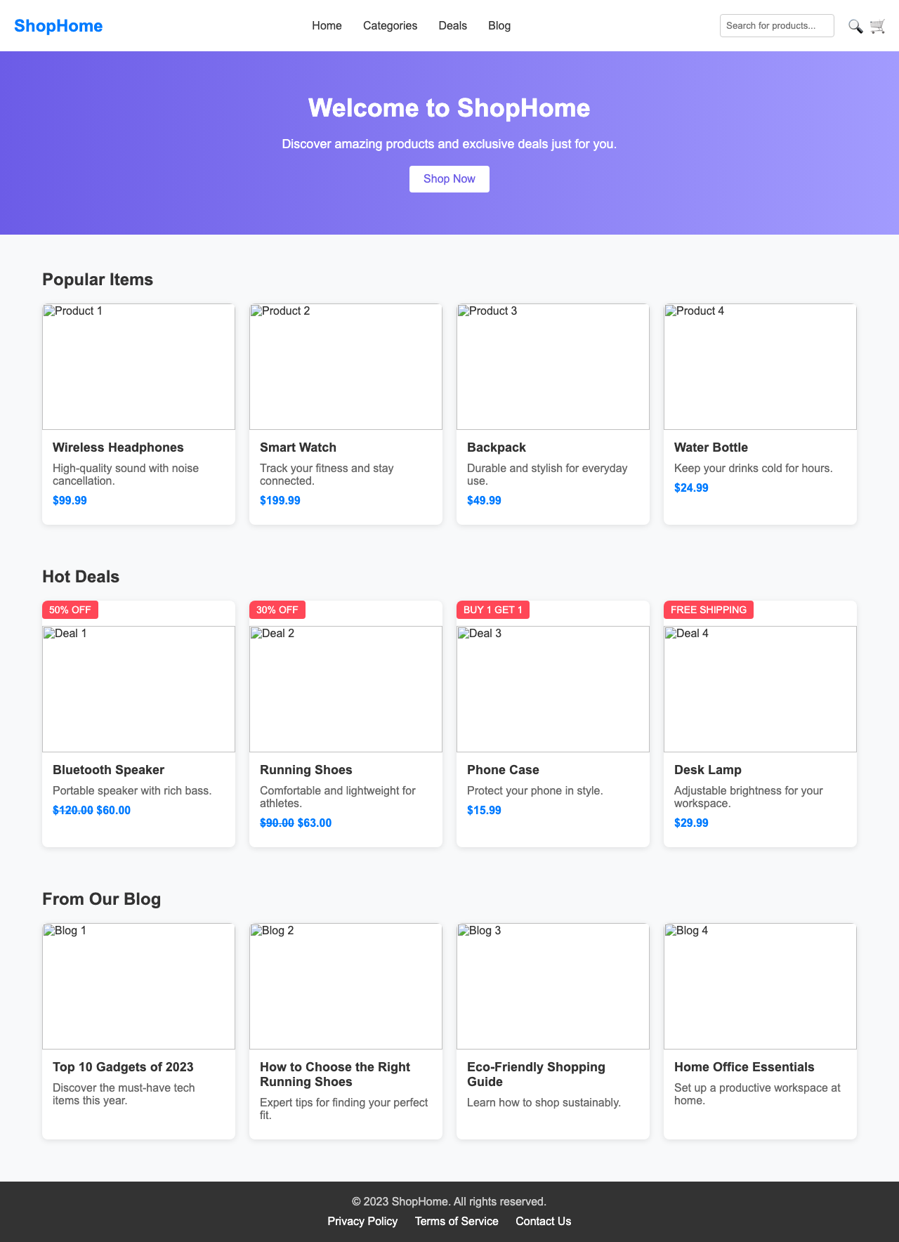 Screenshot sample 69 for shopping-home-page / DeepSeek V3.1