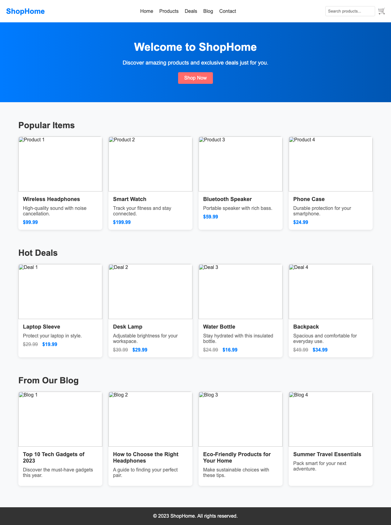Screenshot sample 7 for shopping-home-page / DeepSeek V3.1