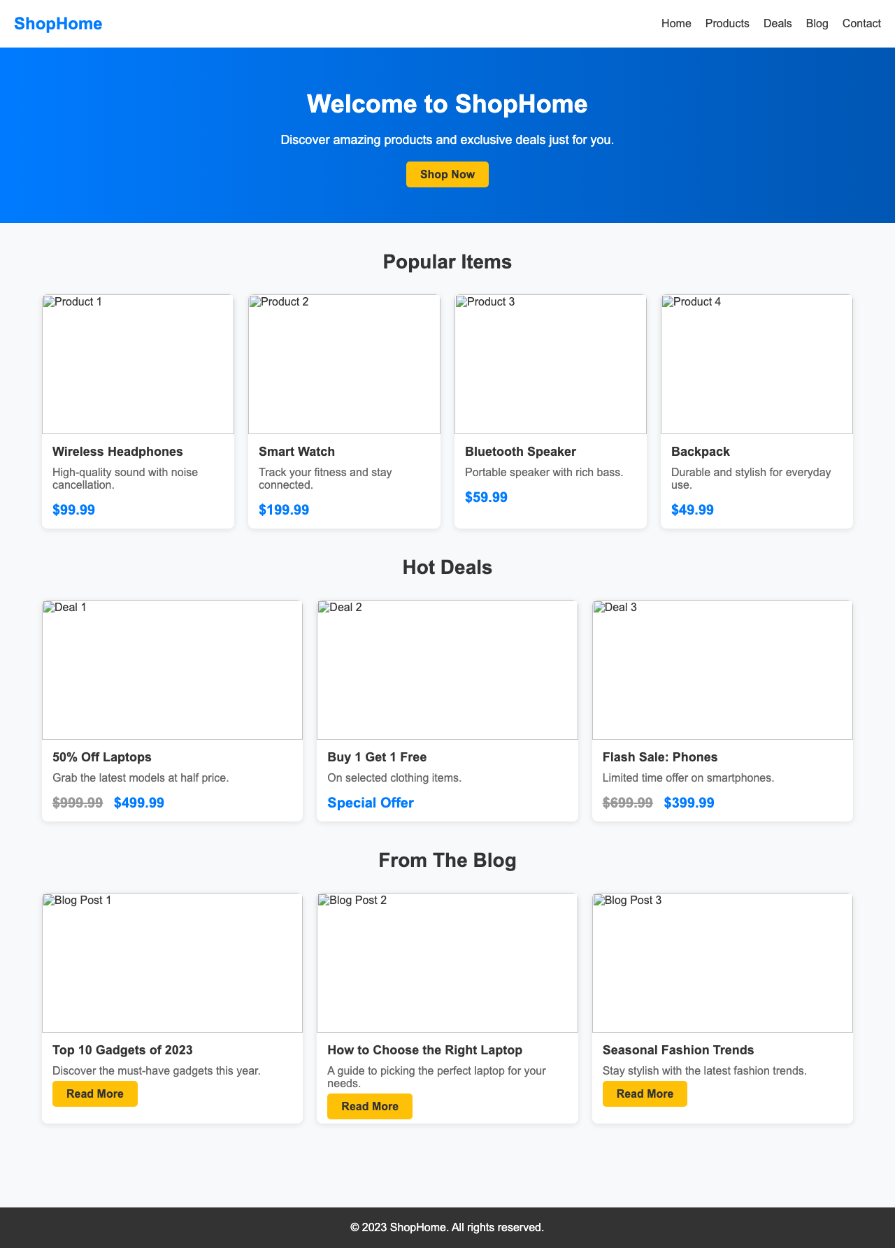 Screenshot sample 71 for shopping-home-page / DeepSeek V3.1
