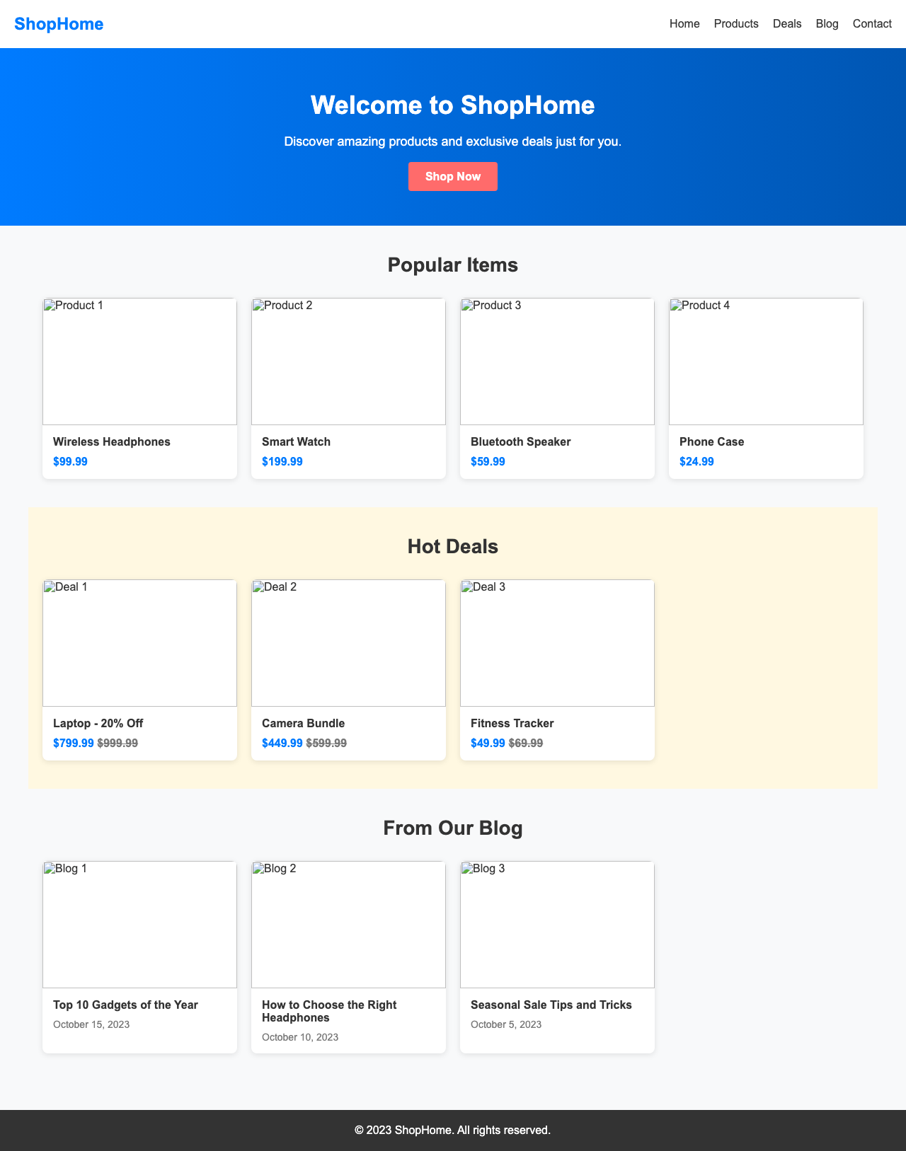 Screenshot sample 73 for shopping-home-page / DeepSeek V3.1