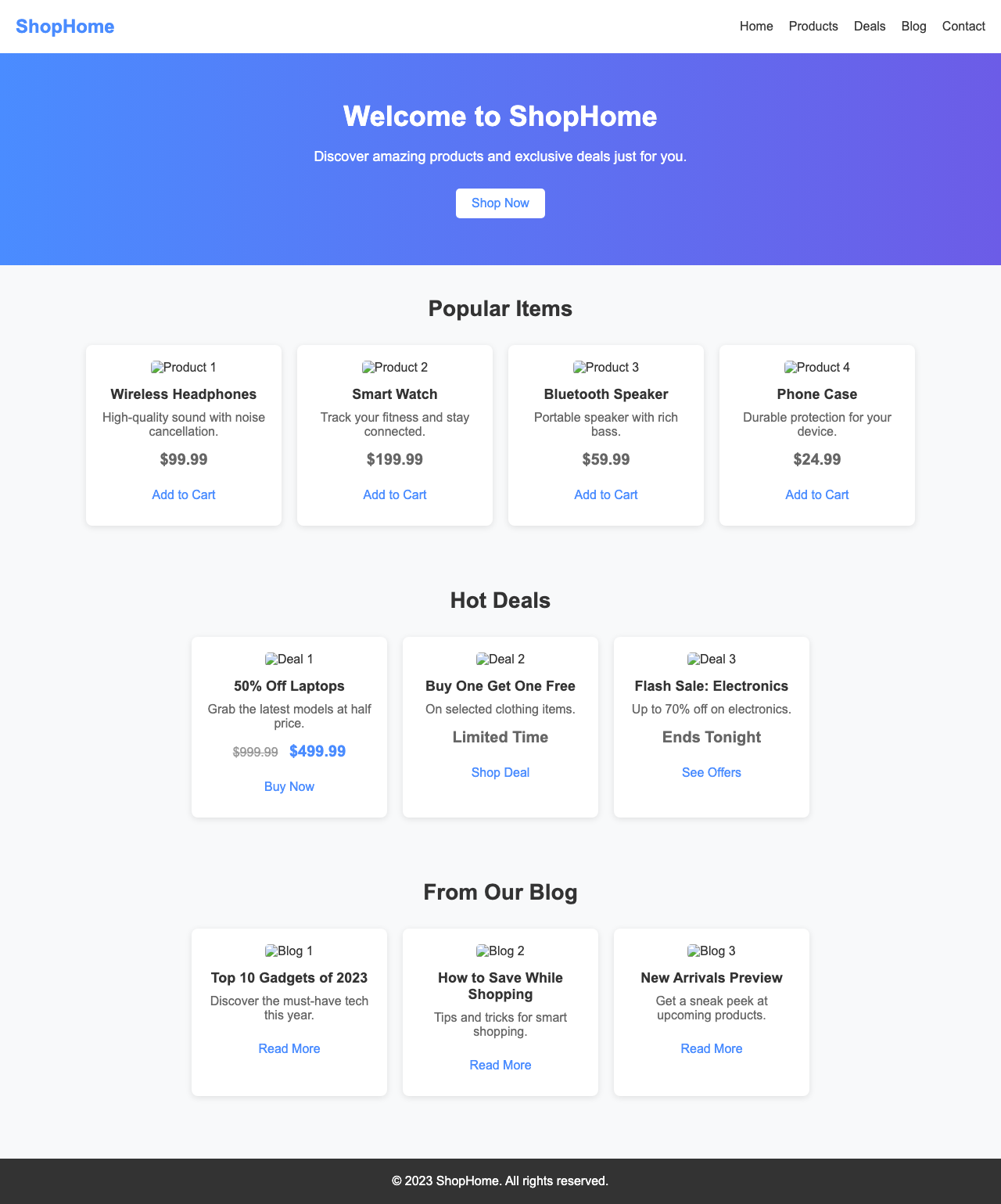 Screenshot sample 74 for shopping-home-page / DeepSeek V3.1