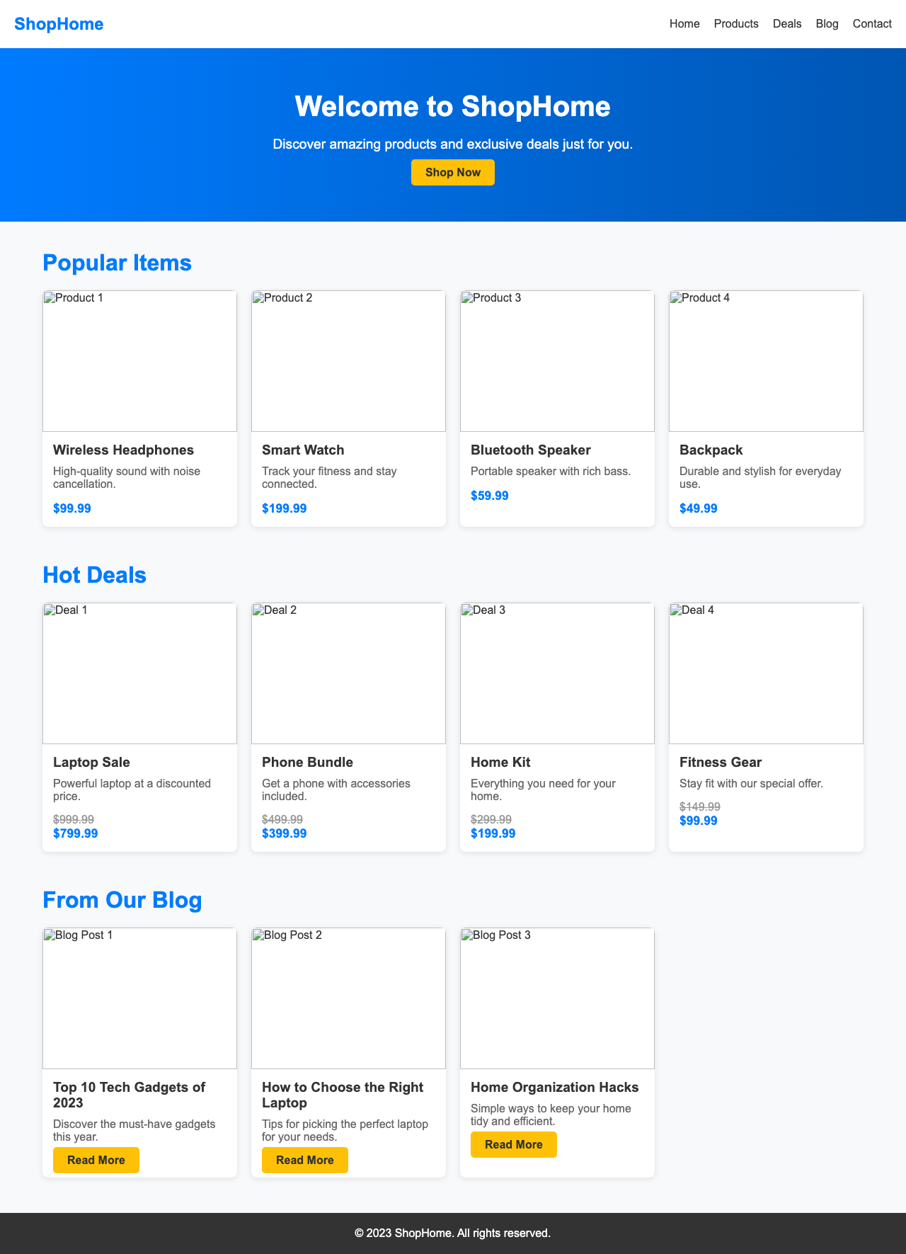Screenshot sample 75 for shopping-home-page / DeepSeek V3.1