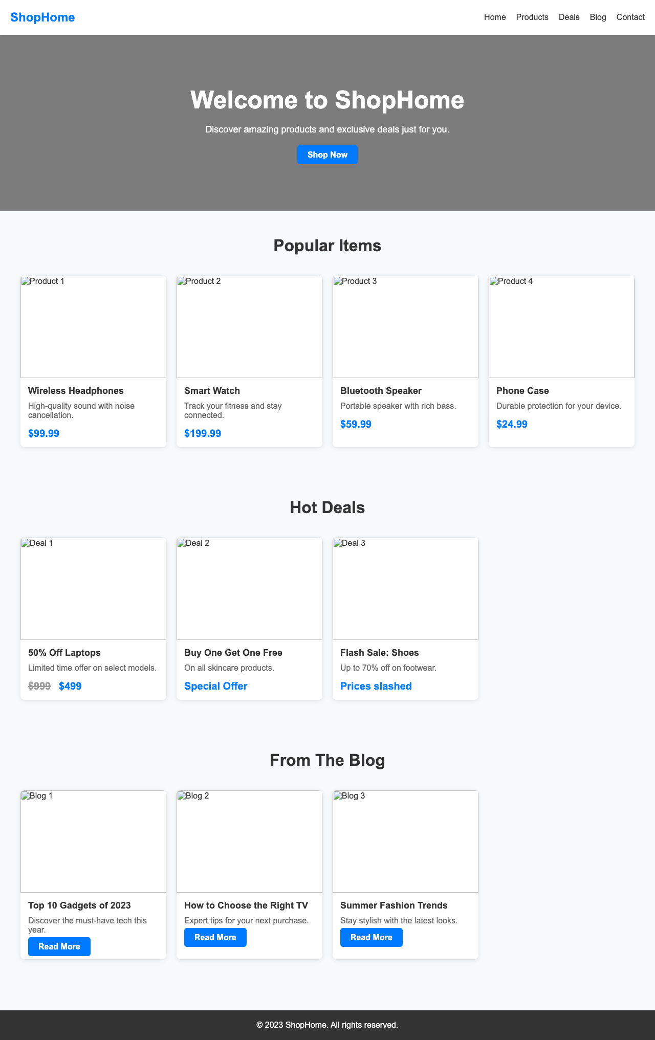 Screenshot sample 77 for shopping-home-page / DeepSeek V3.1