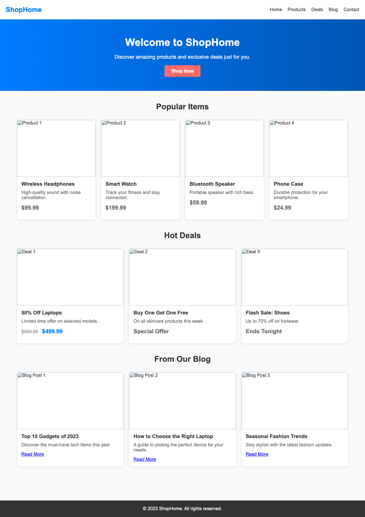Screenshot sample 79 for shopping-home-page / DeepSeek V3.1