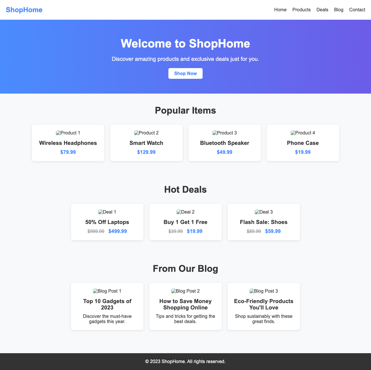 Screenshot sample 80 for shopping-home-page / DeepSeek V3.1