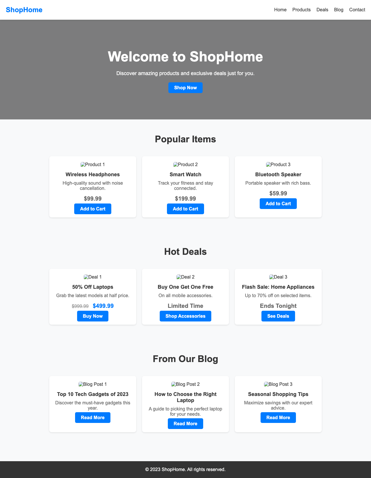 Screenshot sample 83 for shopping-home-page / DeepSeek V3.1