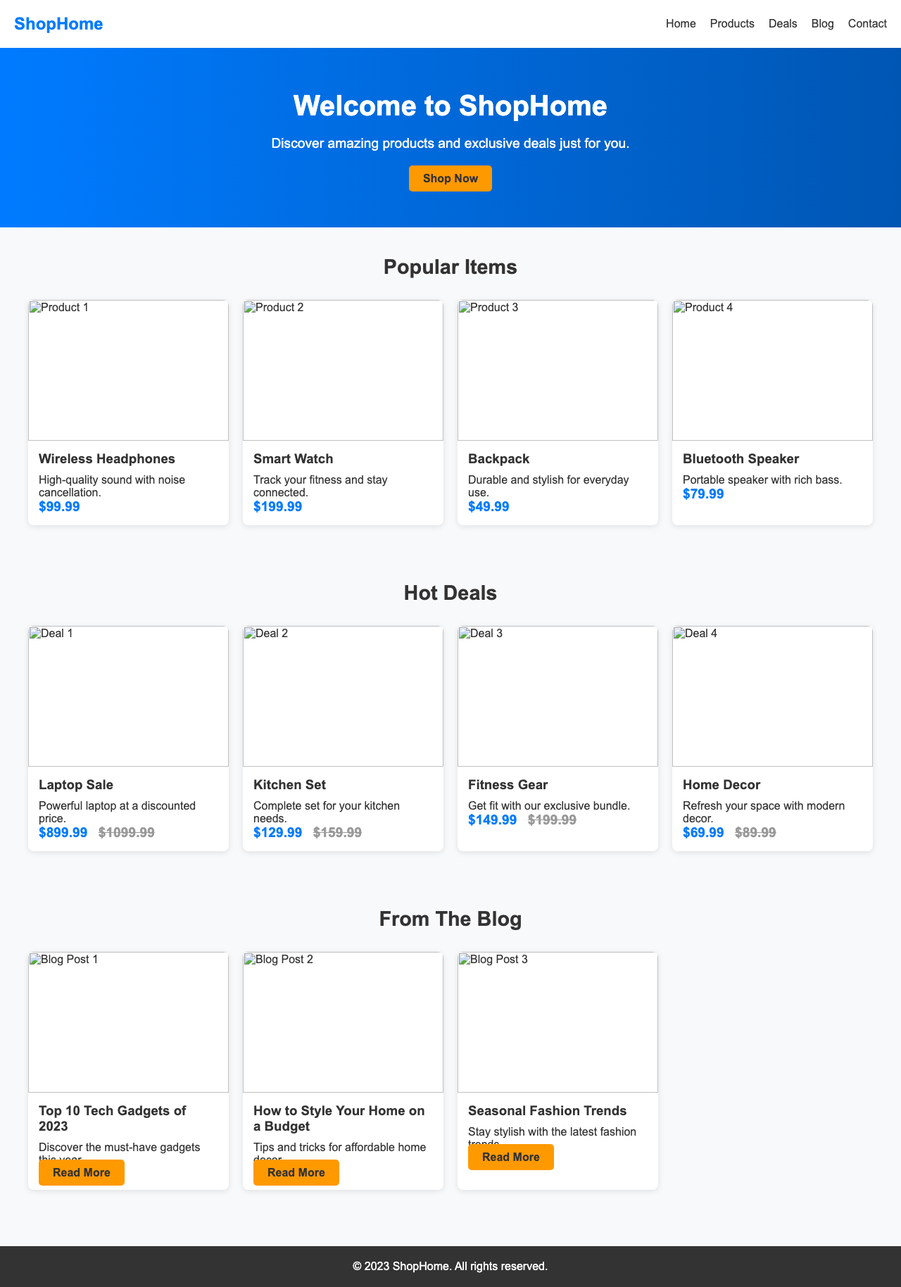Screenshot sample 84 for shopping-home-page / DeepSeek V3.1