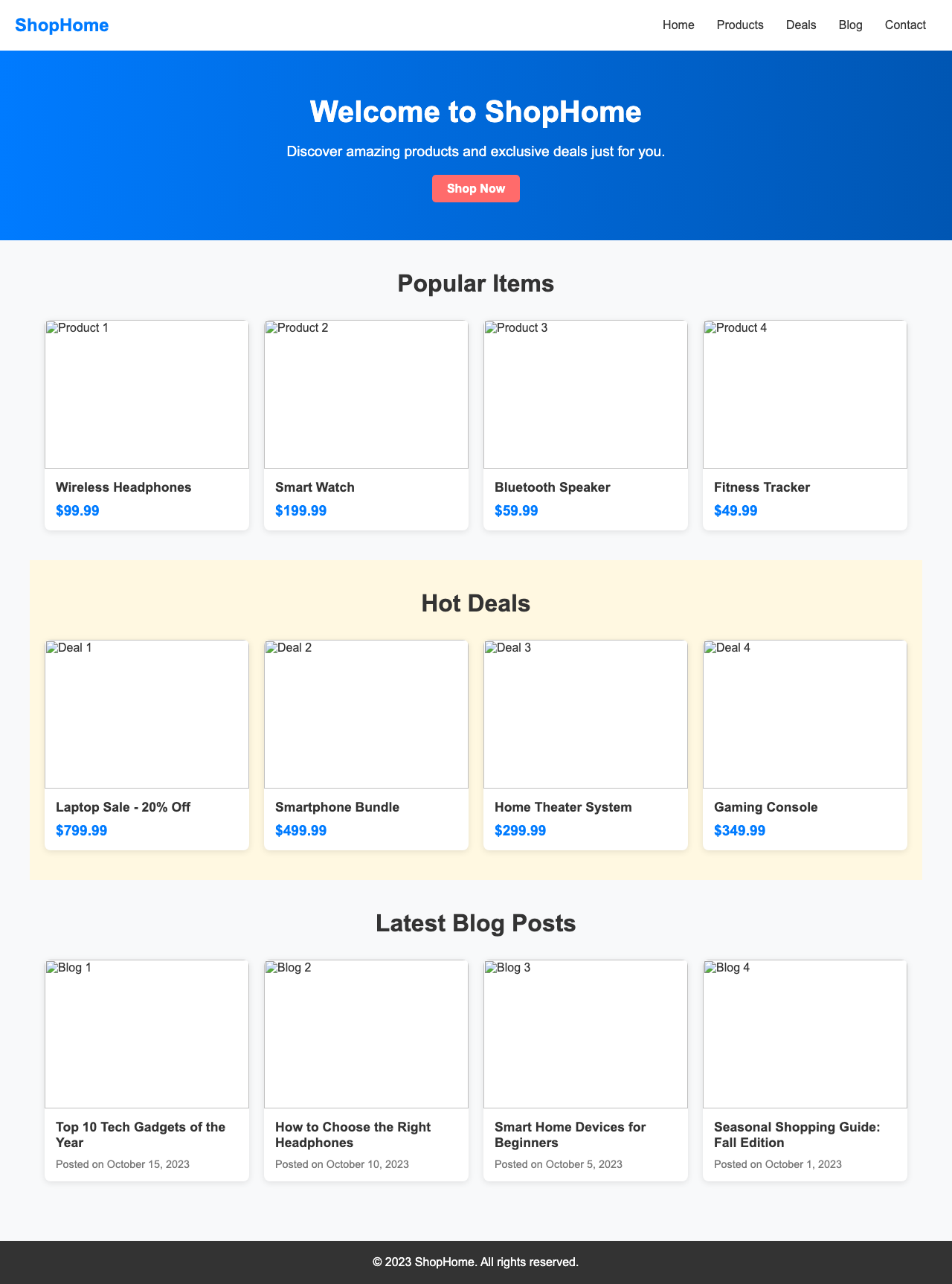 Screenshot sample 85 for shopping-home-page / DeepSeek V3.1
