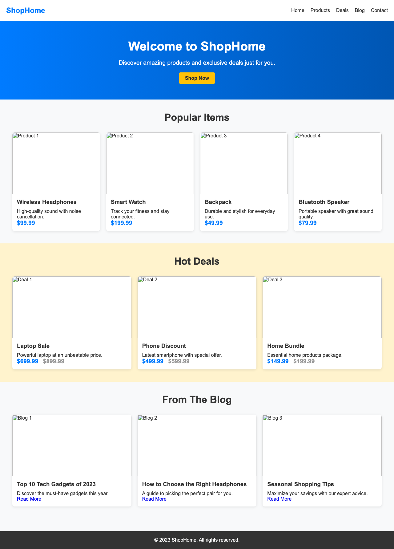 Screenshot sample 86 for shopping-home-page / DeepSeek V3.1