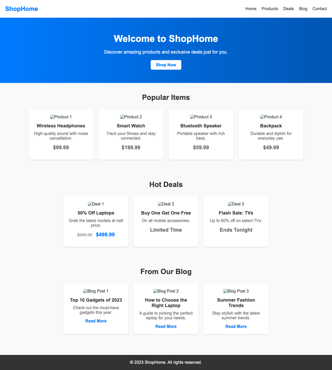 Screenshot sample 9 for shopping-home-page / DeepSeek V3.1