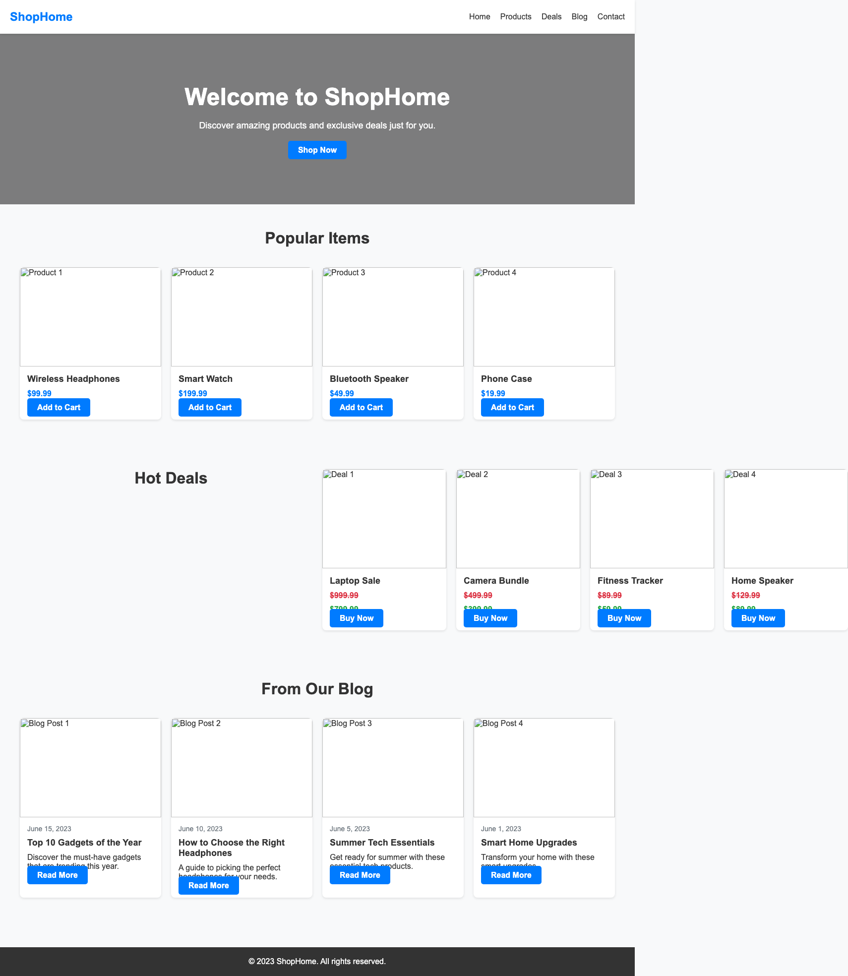 Screenshot sample 90 for shopping-home-page / DeepSeek V3.1