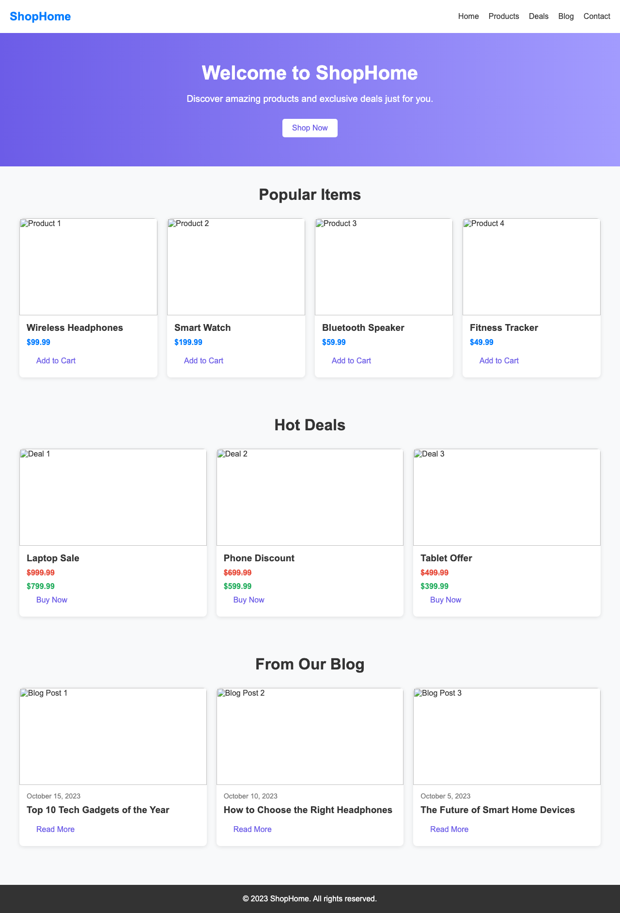 Screenshot sample 92 for shopping-home-page / DeepSeek V3.1