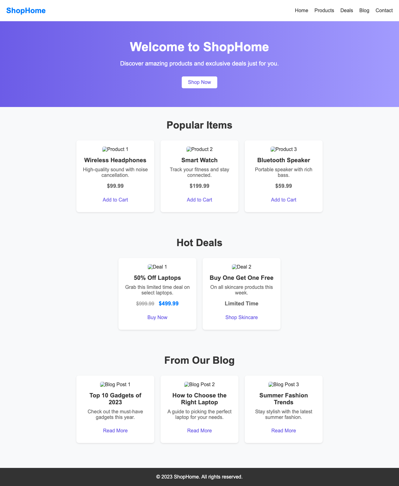 Screenshot sample 93 for shopping-home-page / DeepSeek V3.1
