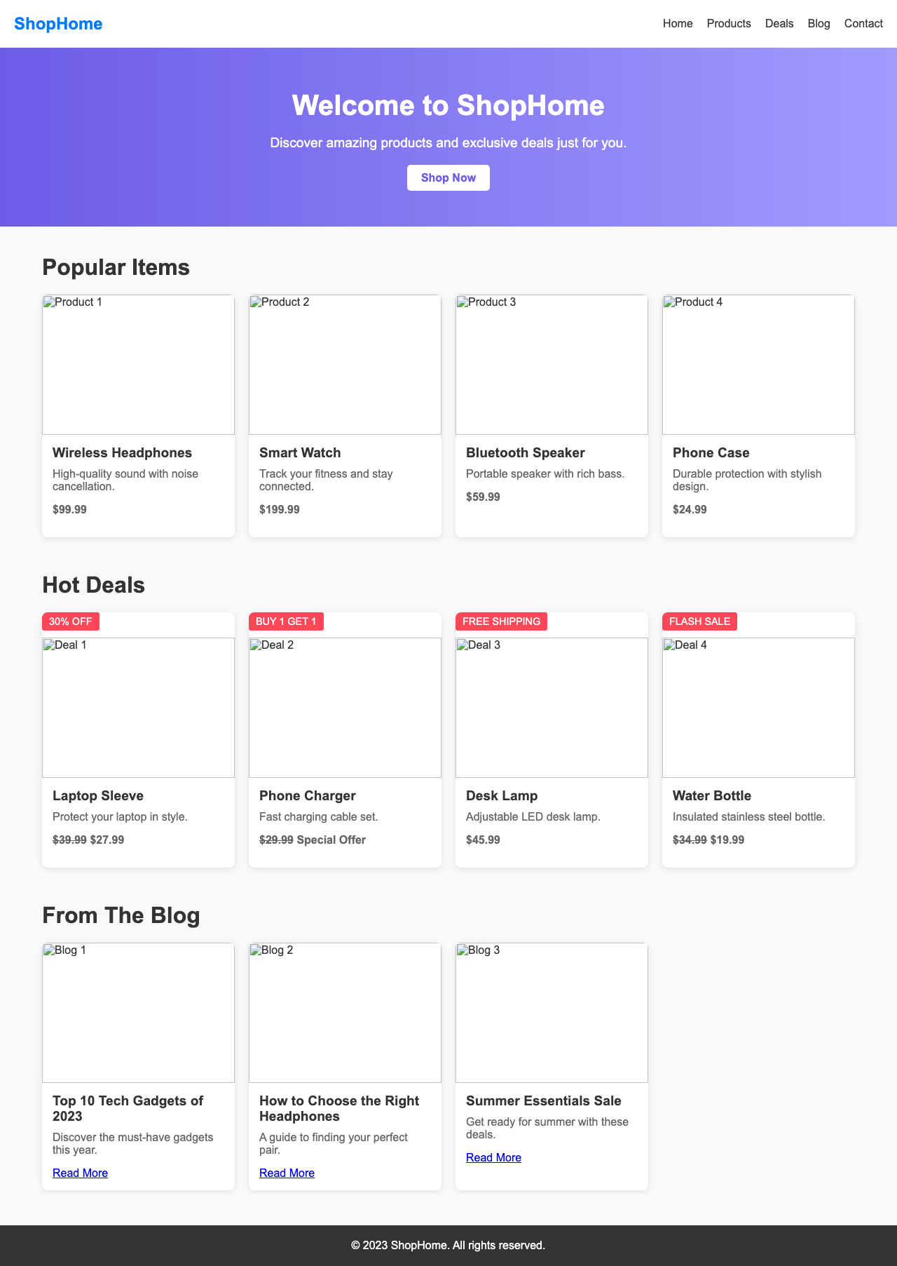 Screenshot sample 95 for shopping-home-page / DeepSeek V3.1